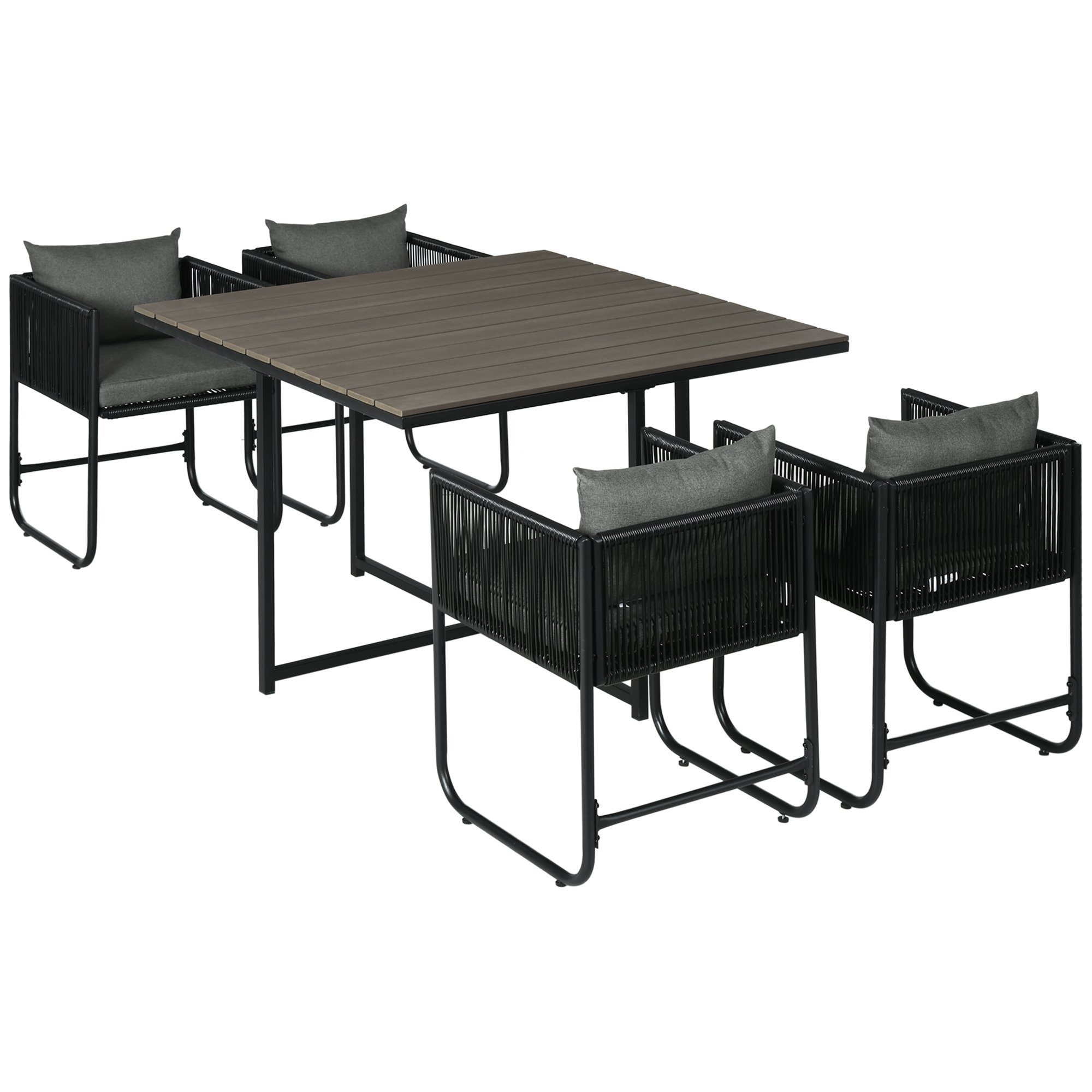 Outsunny Sitzgruppe 5-tlg. Polyrattan Gartenmöbel Set günstig online kaufen
