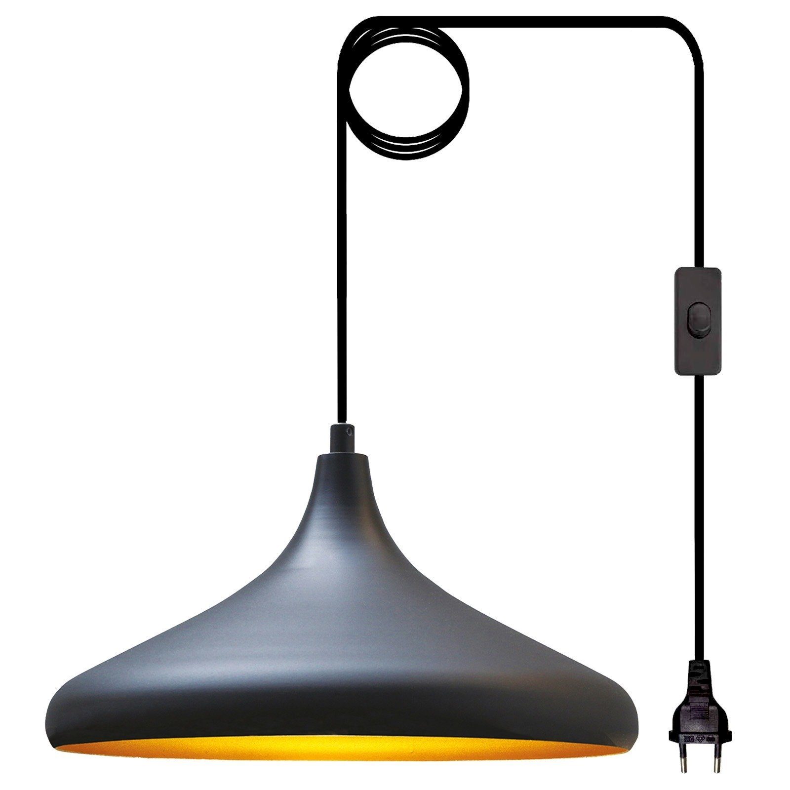 Bamyum Pendelleuchte Champion Pendelleuchte mit Stecker 35 cm, Metall mit 450 cm Kabel, ohne Leuchtmittel