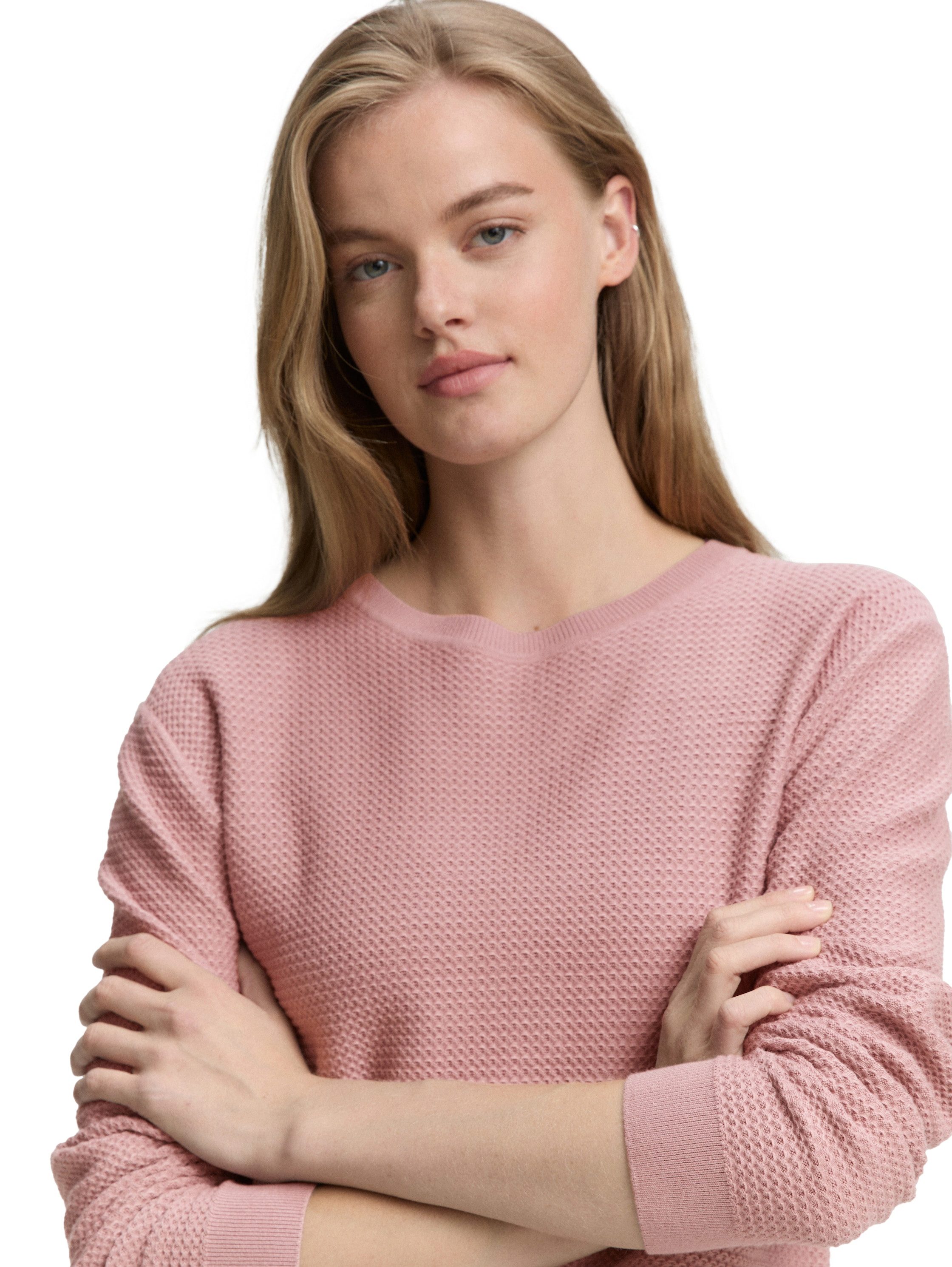 TOM TAILOR Denim V-Ausschnitt-Pullover mit Rippbündchen