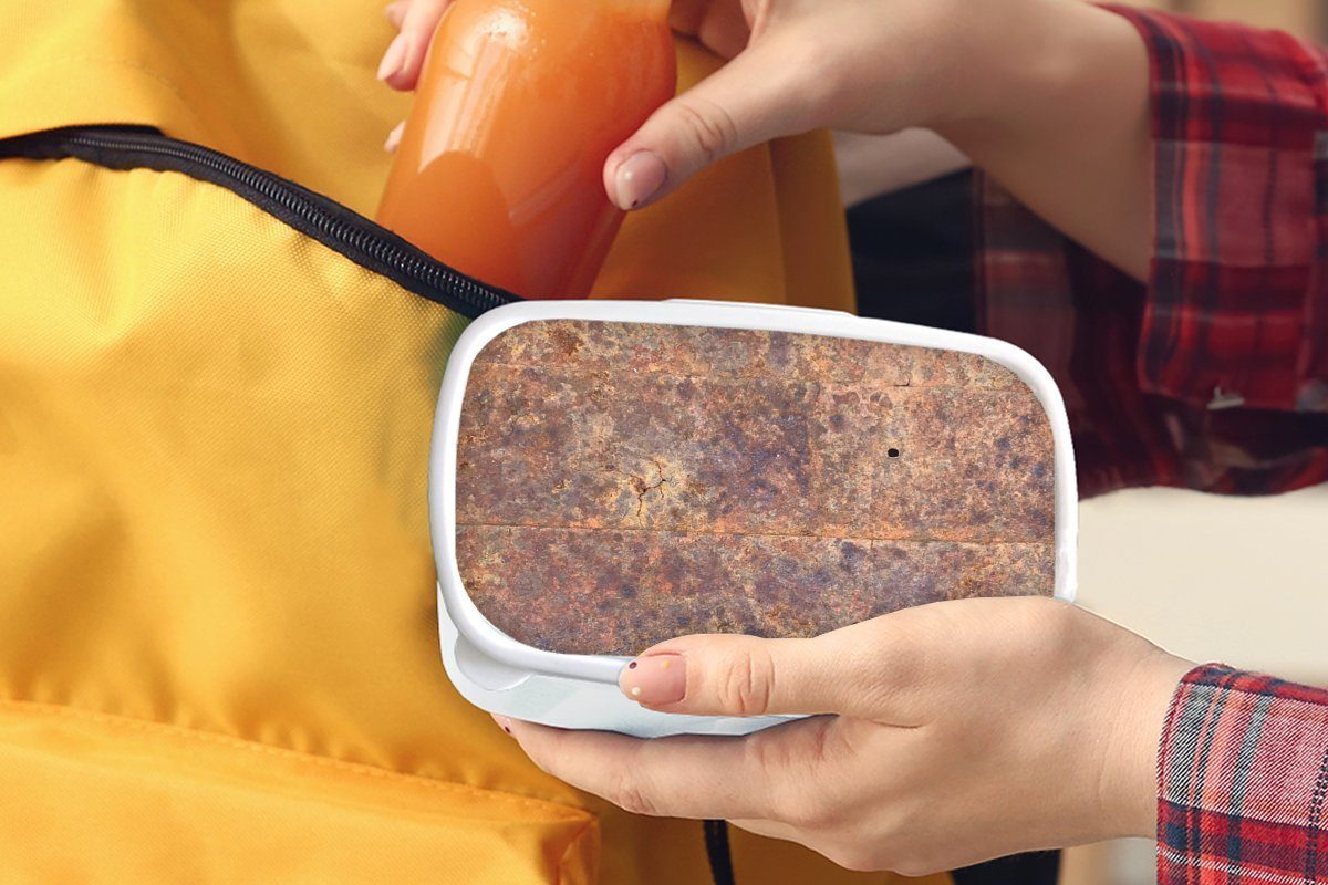 MuchoWow Lunchbox Bleche - Brotbox für Mädchen Kinder Erwachsene, und Rost Kunststoff, für und weiß Stahl, Brotdose, - Jungs (2-tlg)