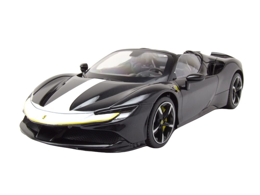 Bburago Modellauto Ferrari SF90 Spider Assetto Fiorano schwarz, Maßstab 1:18