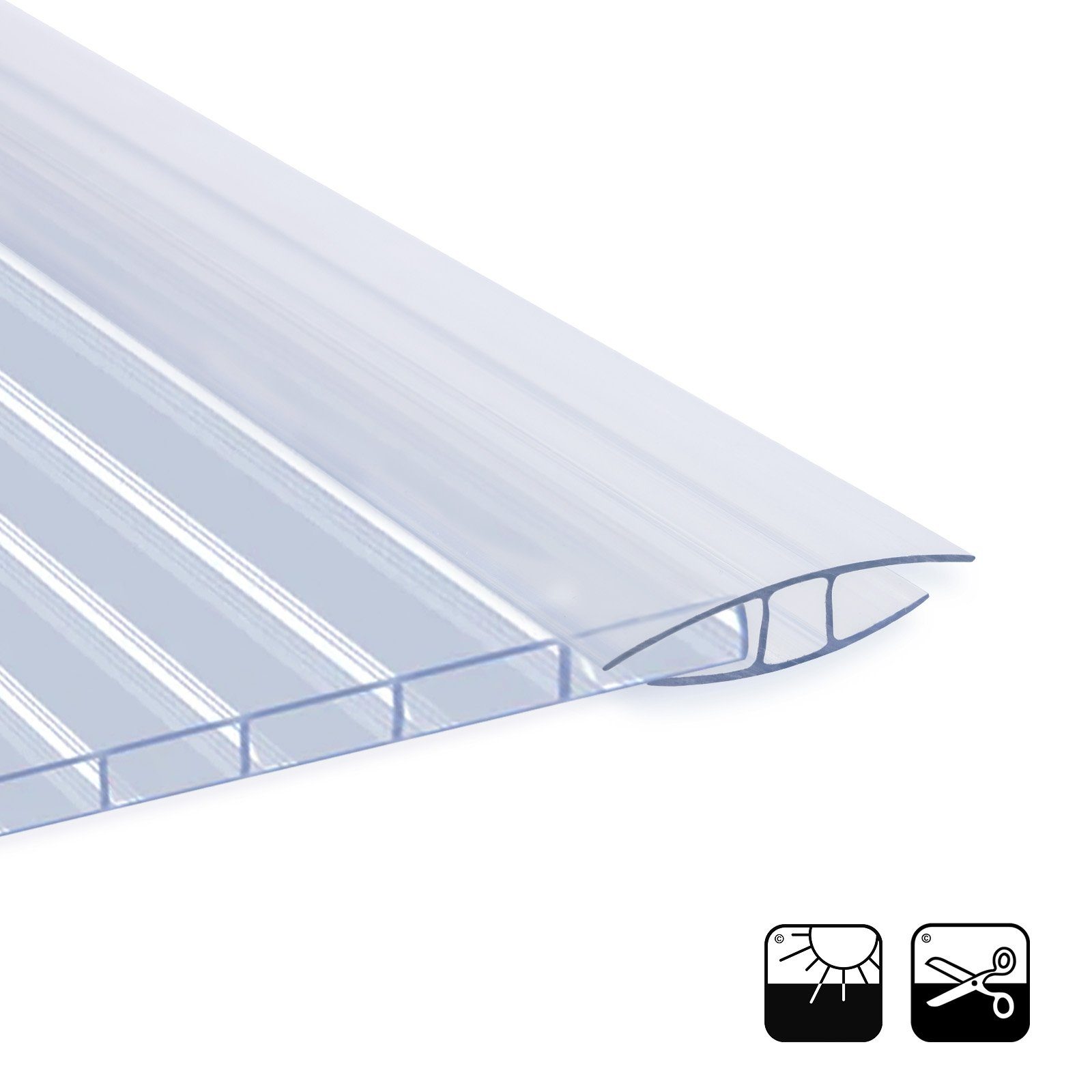Kubus Doppelstegplatte Verbinder Doppelstegplatten, H-Profil, 121 cm Länge