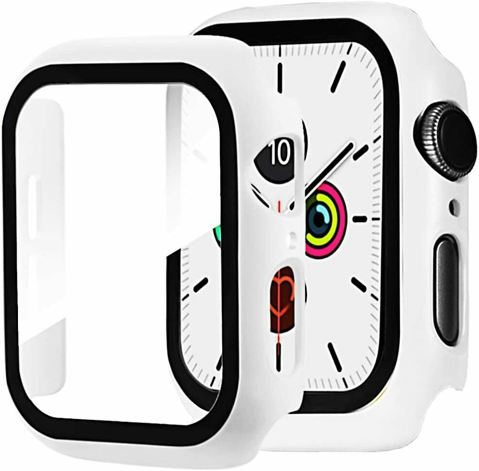 MSM Smartwatch-Hülle Hülle für Apple Watch Series 4 5 6 SE Case 40mm 44mm Schutzglas 9H – Bild 5 von 5