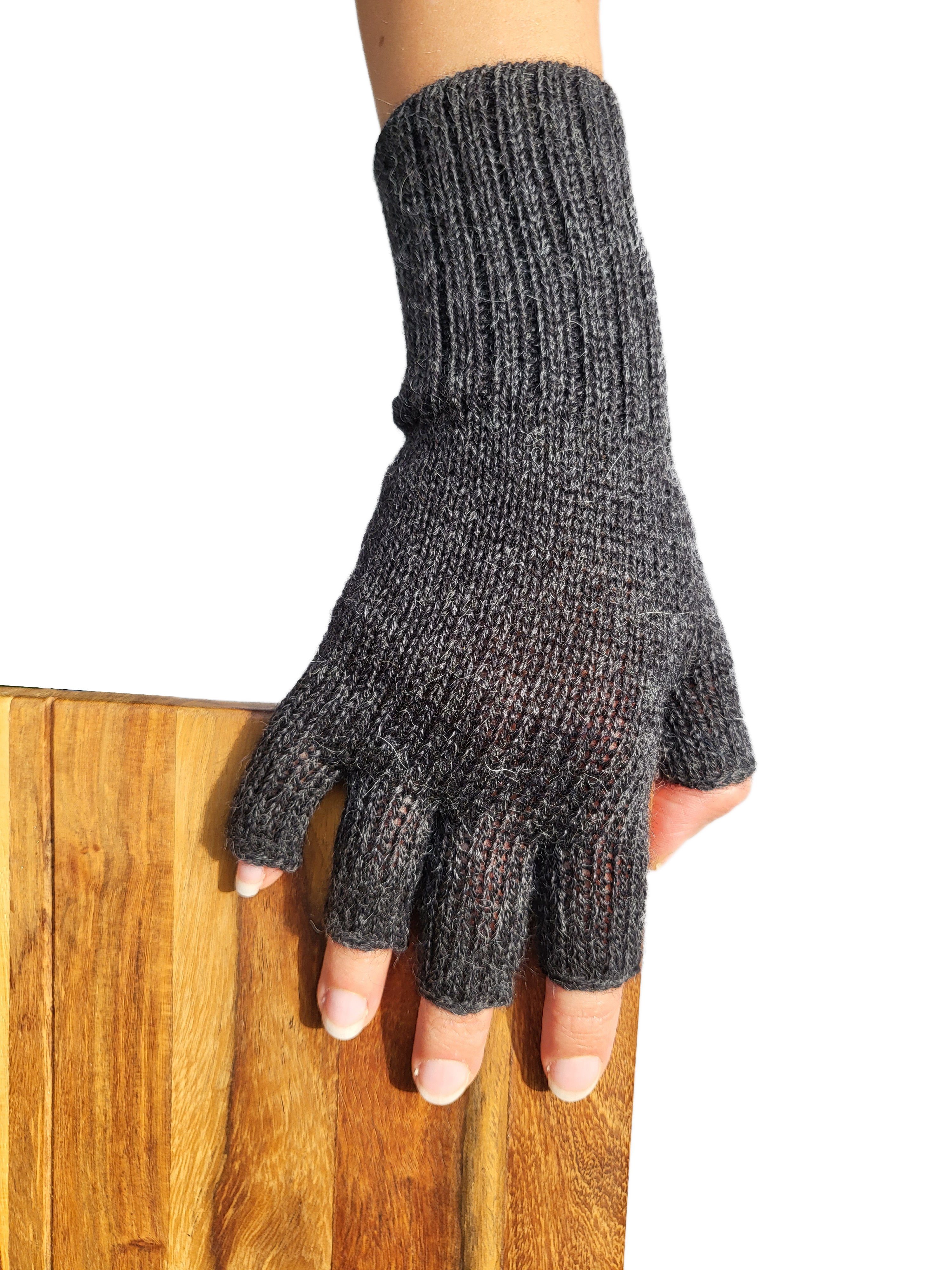 Strickhandschuhe Guantiless Gear dunkel grau Posh Alpaka Halb-Fingerhandschuhe