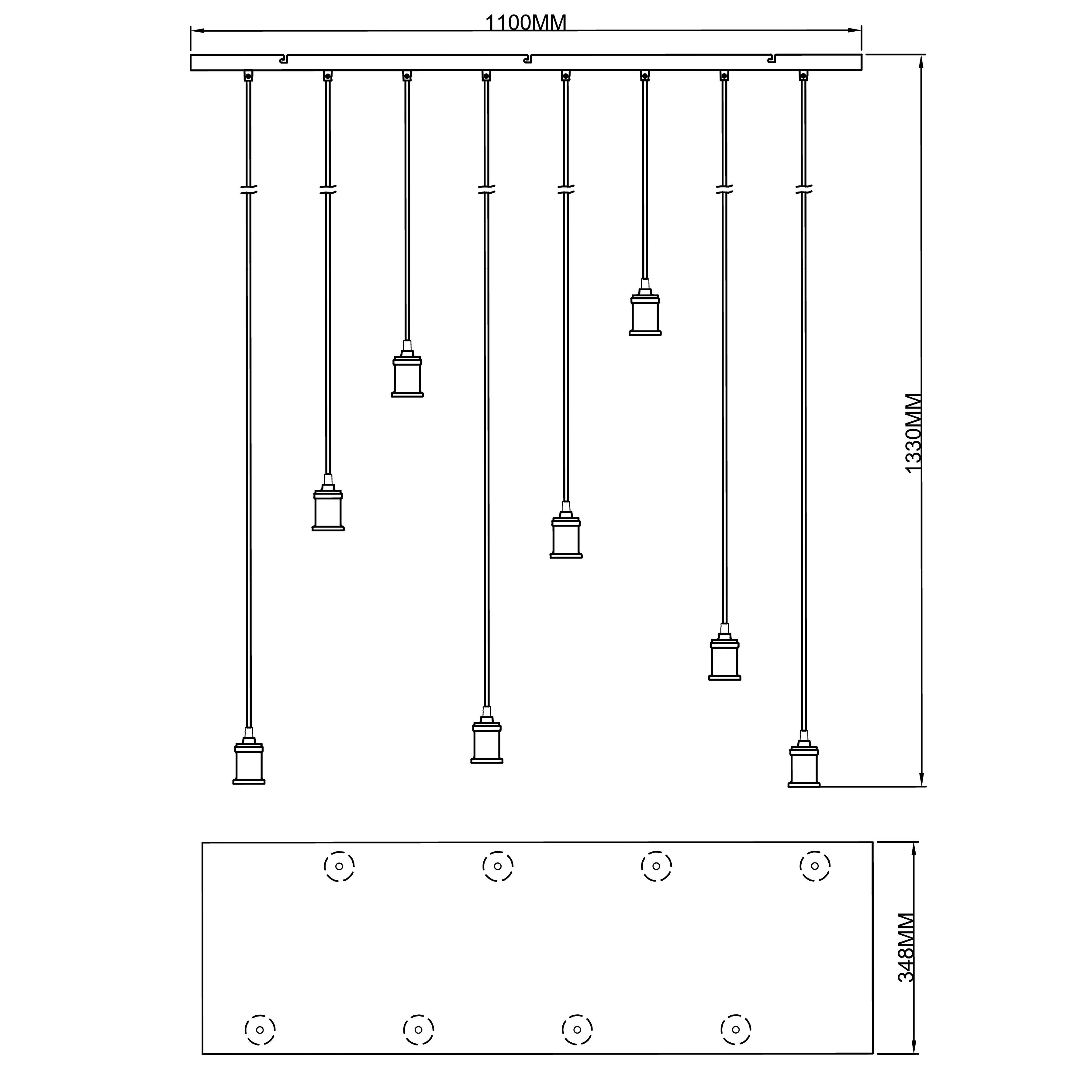Kabel W, Pendelleuchte, Leuchtmittel, kürzbar x max. cm, Lightbox 8 ohne 133 E27, 110 60 x Hängelampe, Reihen