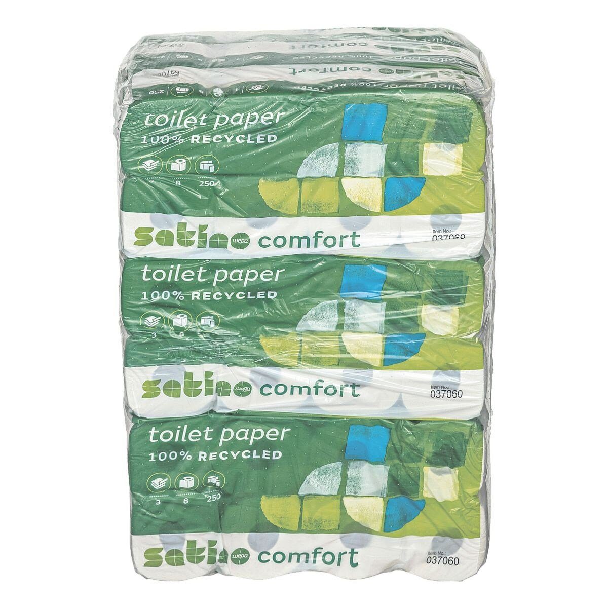 Satino Toilettenpapier Comfort (72-St), 3-lagig, hochweiß, 250 Blatt/Rolle