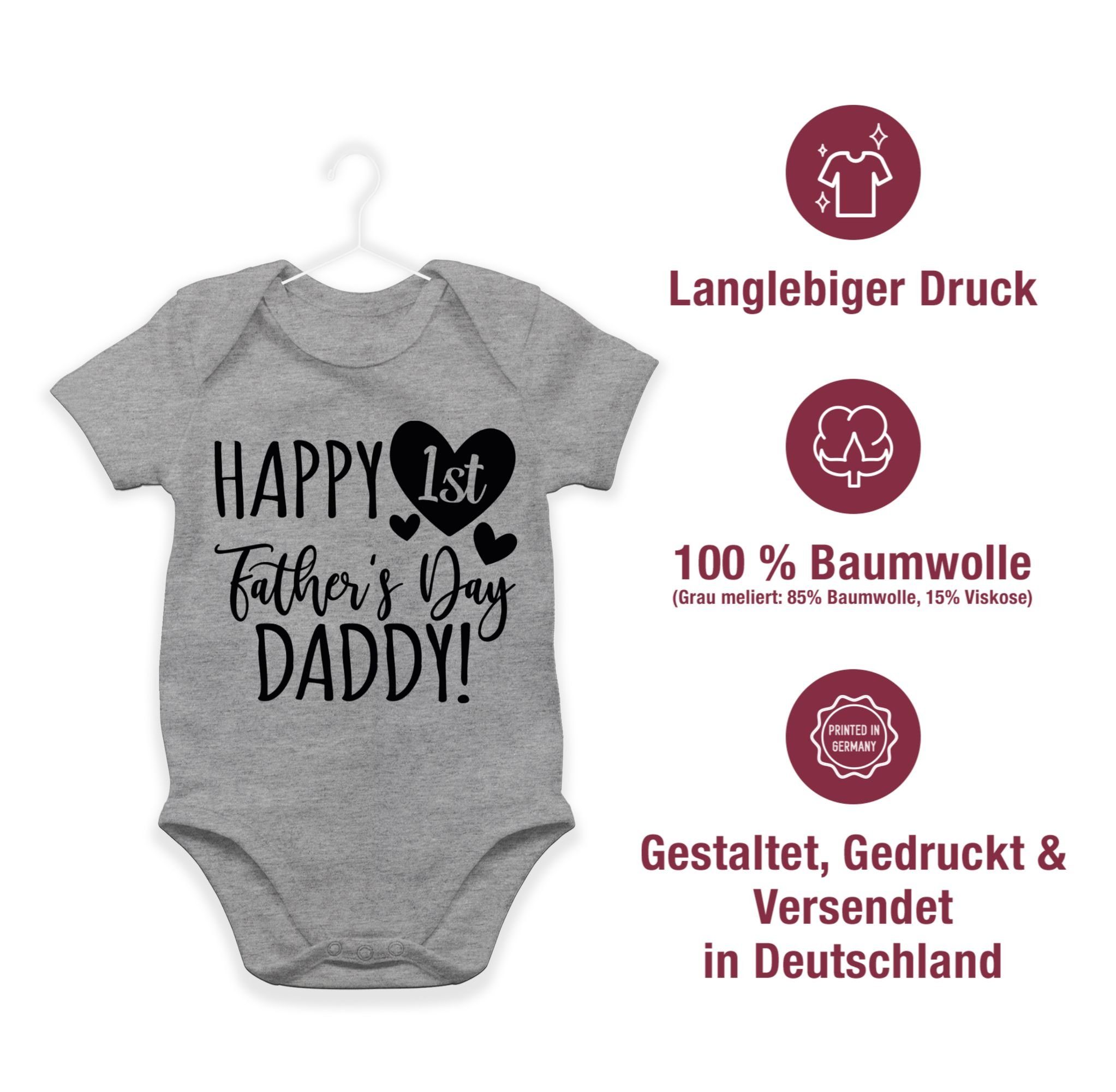 schwarz Daddy! Happy Baby - Day Vatertag Grau 2 Shirtbody Shirtracer Geschenk meliert Father's 1st