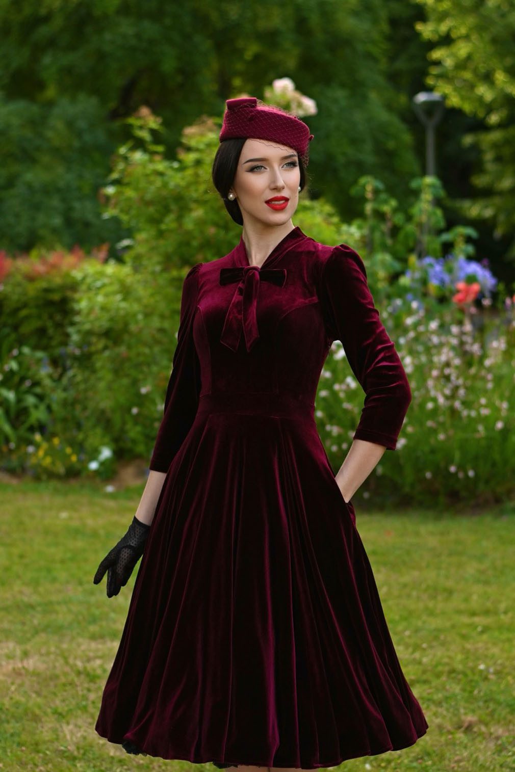Hearts & Roses London A-Linien-Kleid Sylvie Velvet Swing Dress Vintage Samt günstig online kaufen