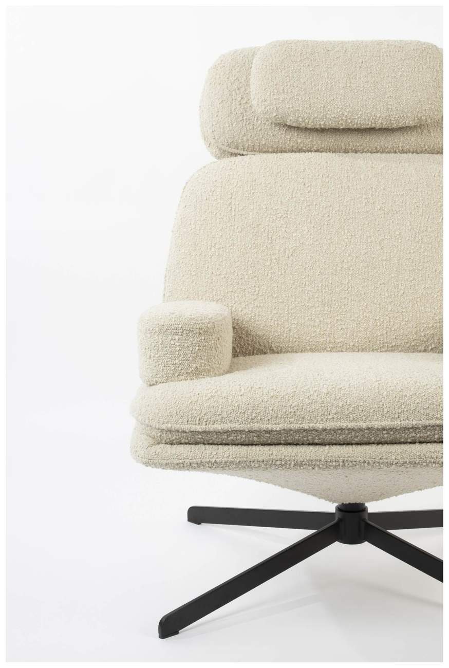 Zuiver Loungesessel Stoff Zuiver Beige Lounge drehbar angesagten Sessel mit Bouclé TYLER