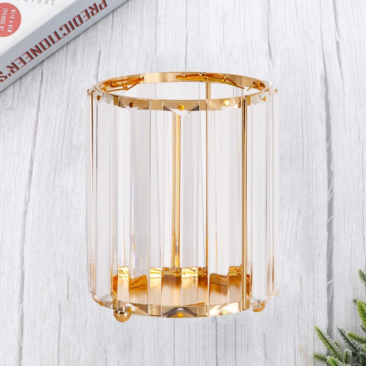 FELIXLEO Dekovase Glasvase Gold Sechseck Stiftehalter Make-up Büro Aufbewahrung (1 St) – Bild 5 von 5