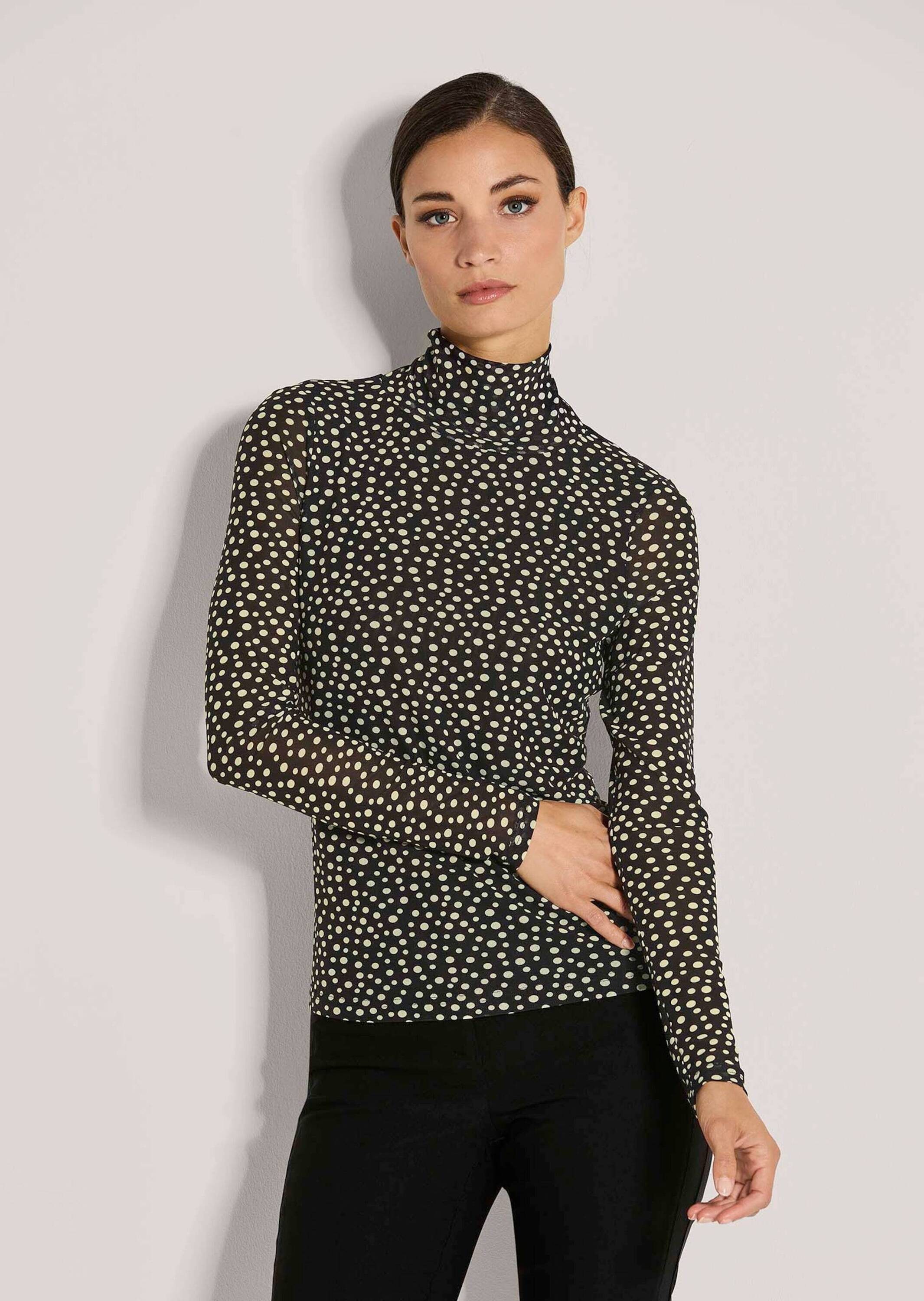 MADELEINE Langarmshirt Elegantes Oberteil mit Pünktchen-Design günstig online kaufen