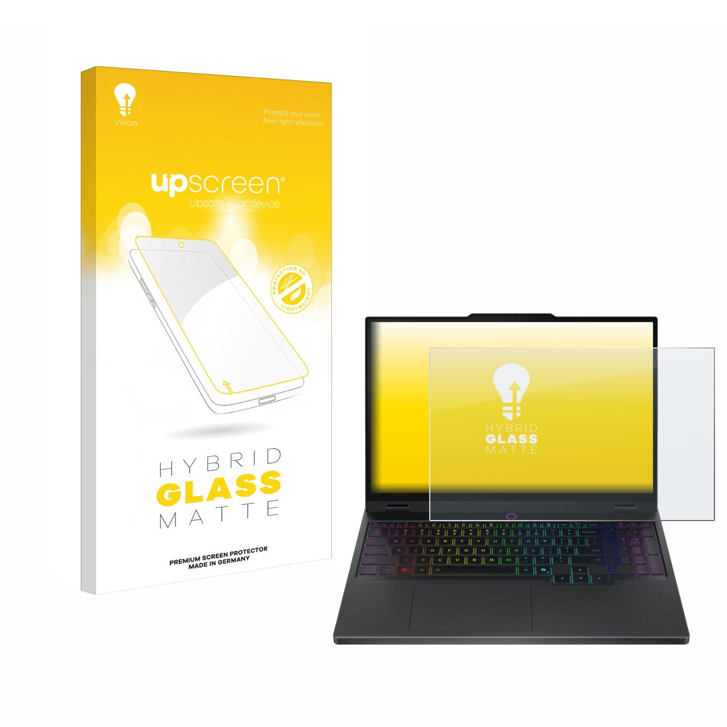 upscreen Displayschutzglas Folie für Lenovo Legion 5i Gen 10 15", Schutzfolie Glas Panzer Display Schutz matt