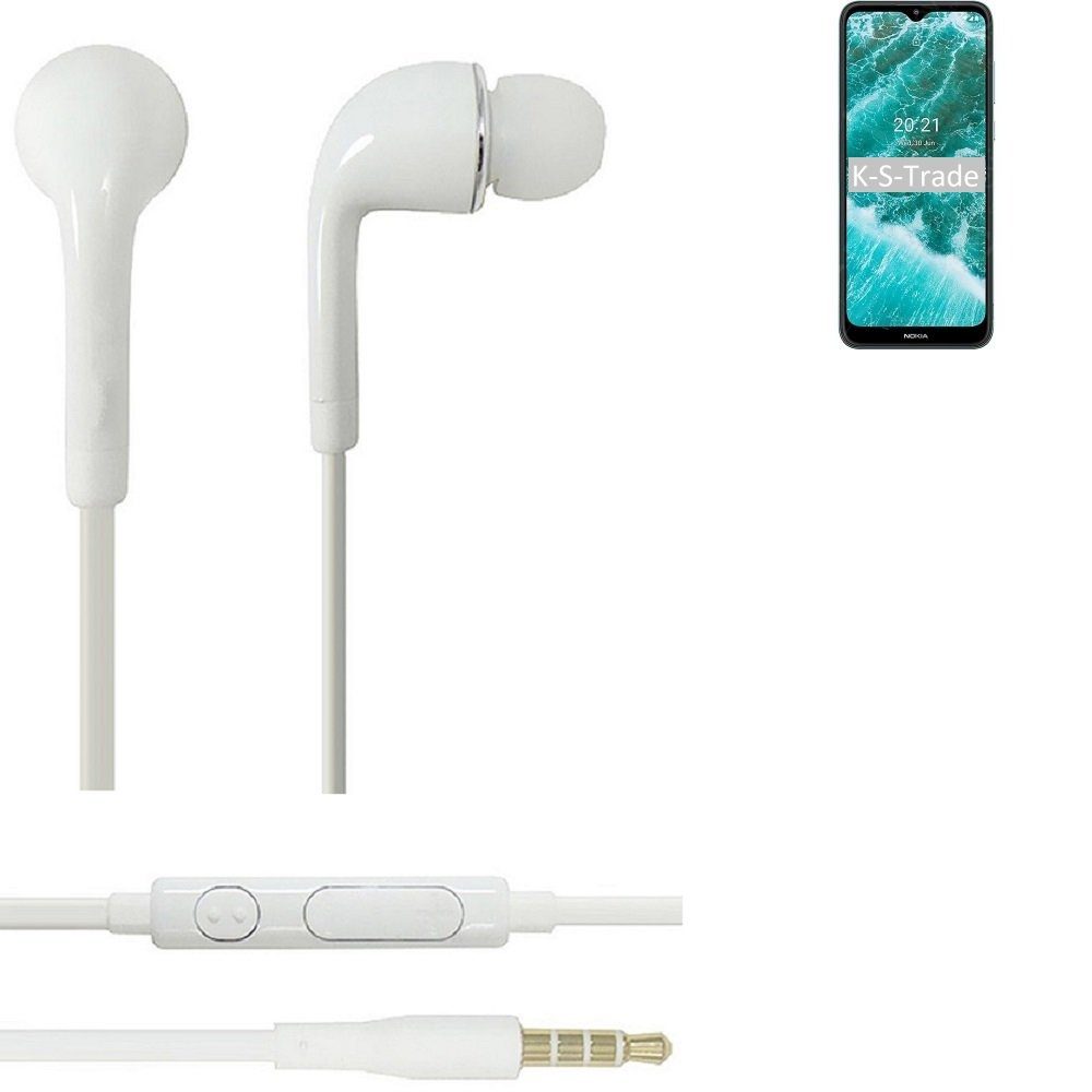 K-S-Trade für Nokia C30 In-Ear-Kopfhörer (Kopfhörer Headset mit Mikrofon u Lautstärkeregler weiß 3,5mm)