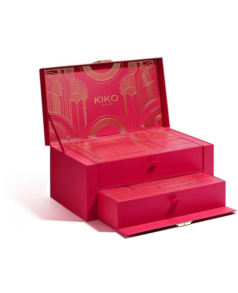 KIKO Milano Kosmetik-Adventskalender (24-tlg), wiederverwendbare Box mit zwei Schubladen