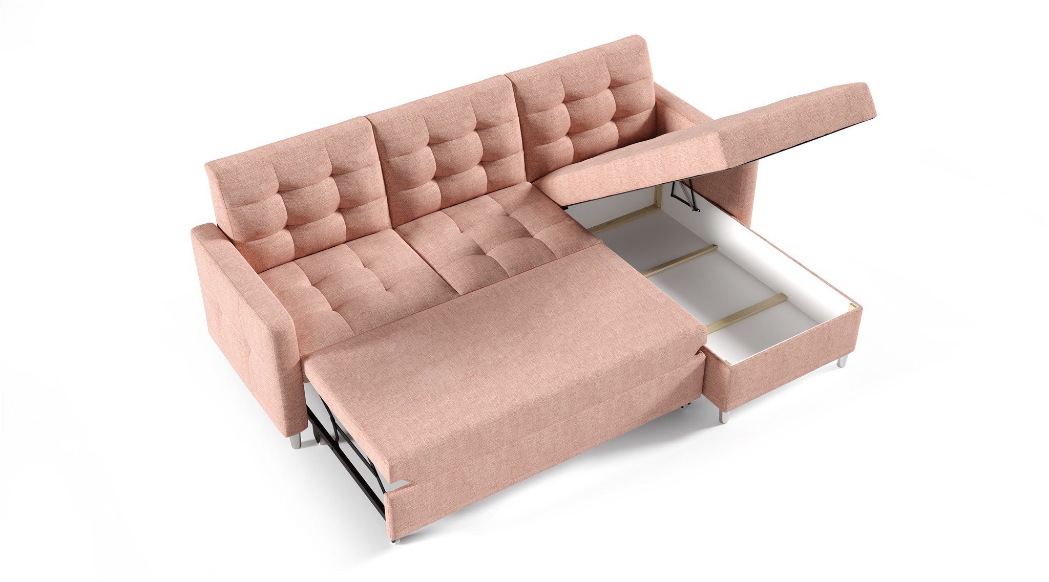 Fun Möbel Ecksofa Ecksofa Sofa NURI mit Ottomane in Stoff Luis, inkl. Schlaffunktion, Rundumbezug
