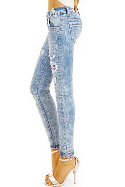 be styled Destroyed-Jeans Extravagante Designer Low Waist Hüftjeans, ausgefallene zerrissene Destroyed Style-Optik - Damen - j28p