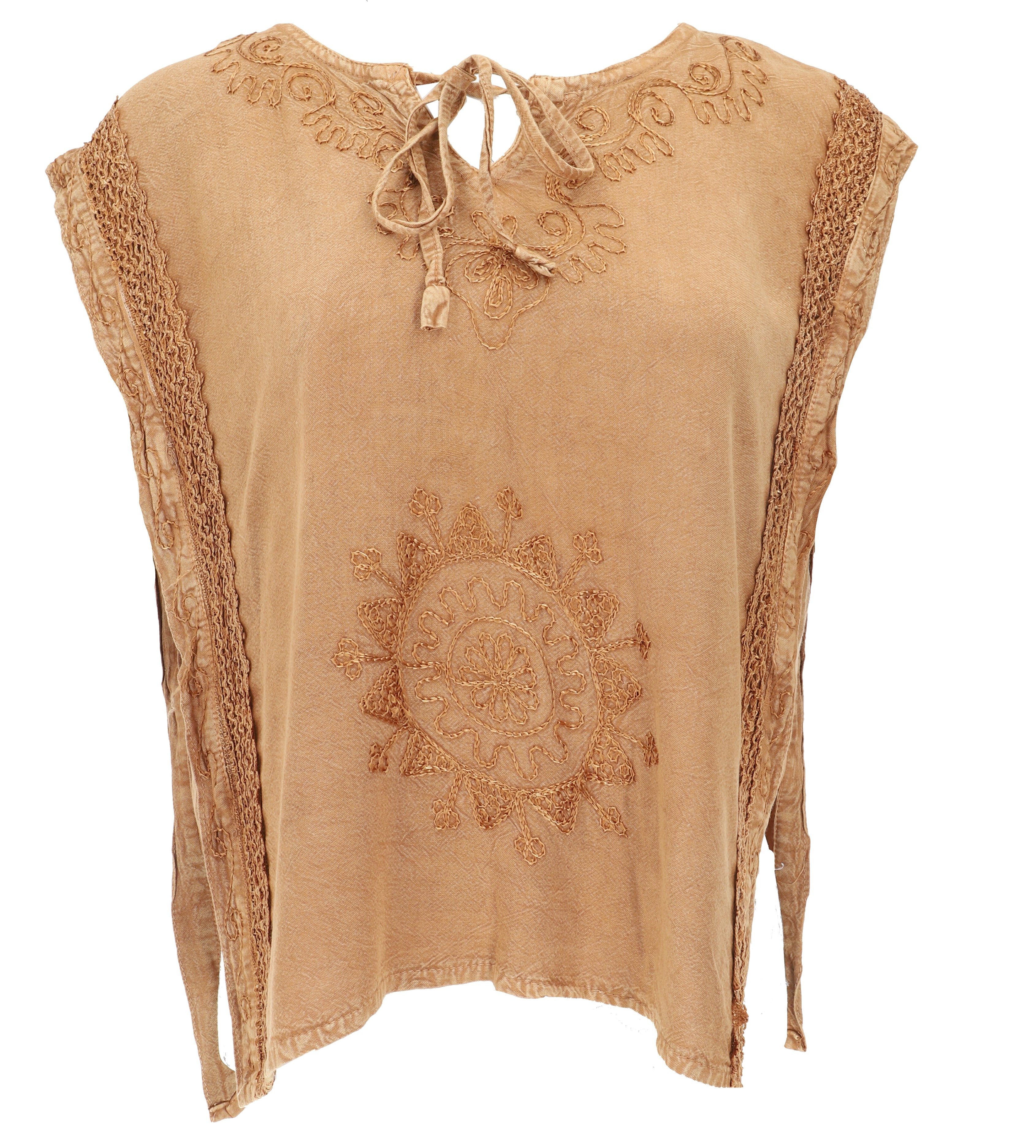 Guru-Shop T-Shirt Besticktes indisches Hippie Top, Boho chic.. Festival, Ethno Style, alternative Bekleidung