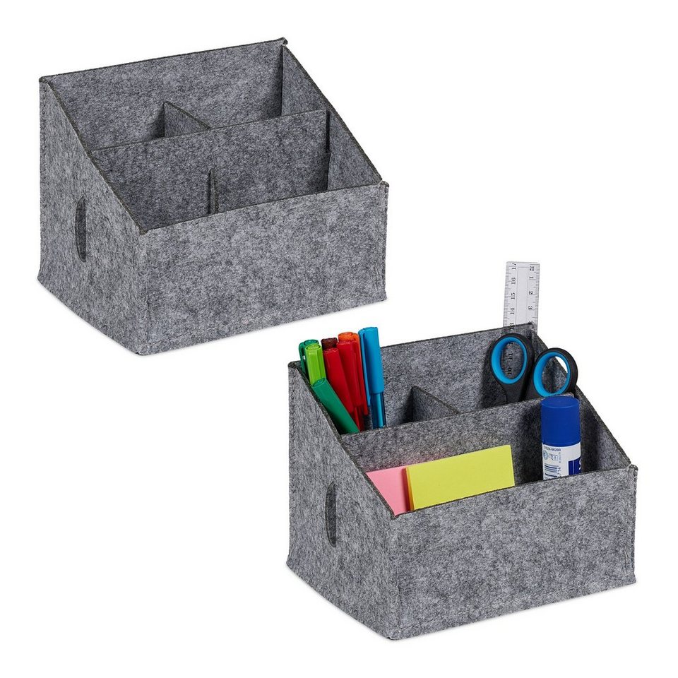 relaxdays Organizer Filz Schreibtisch Organizer im 2er Set