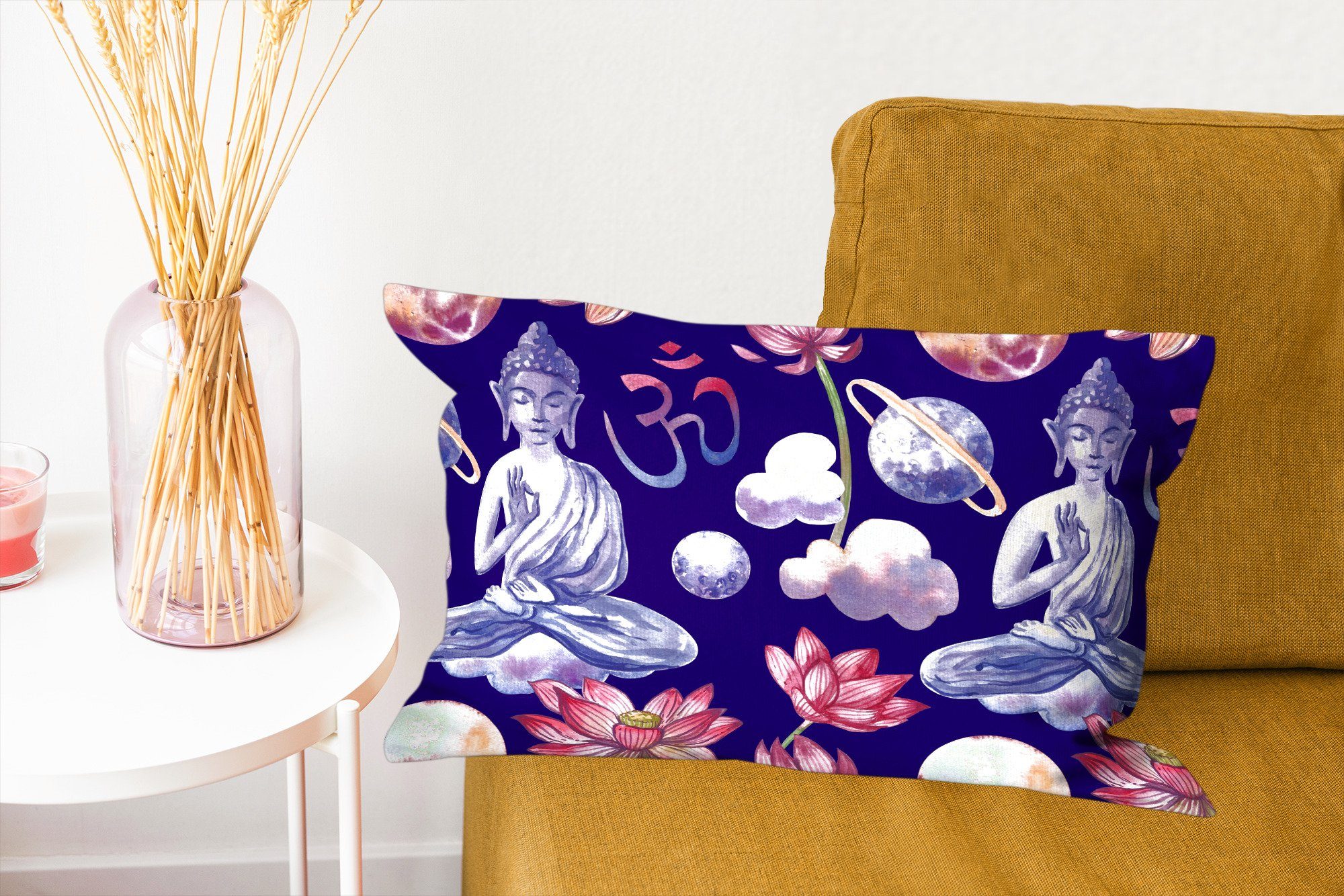 Dekokissen Buddha Füllung, Dekokissen - Muster, - MuchoWow Dekoration, Schlafzimmer Wohzimmer Planeten Zierkissen, mit