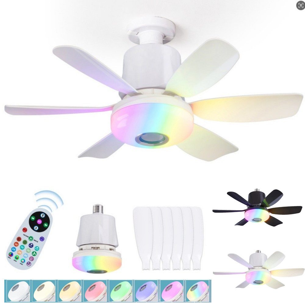 QUBEBU Deckenleuchte RGB Deckenventilator mit Beleuchtung Licht Fernbedienu günstig online kaufen