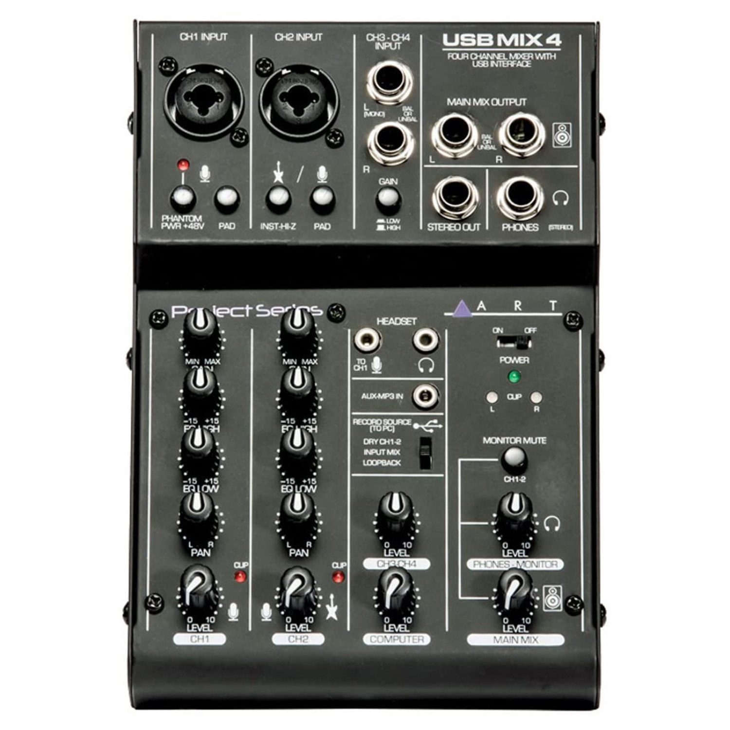 Art USBMix4 USB-Mischpult 4 Kanal Mixer Digitales Aufnahmegerät