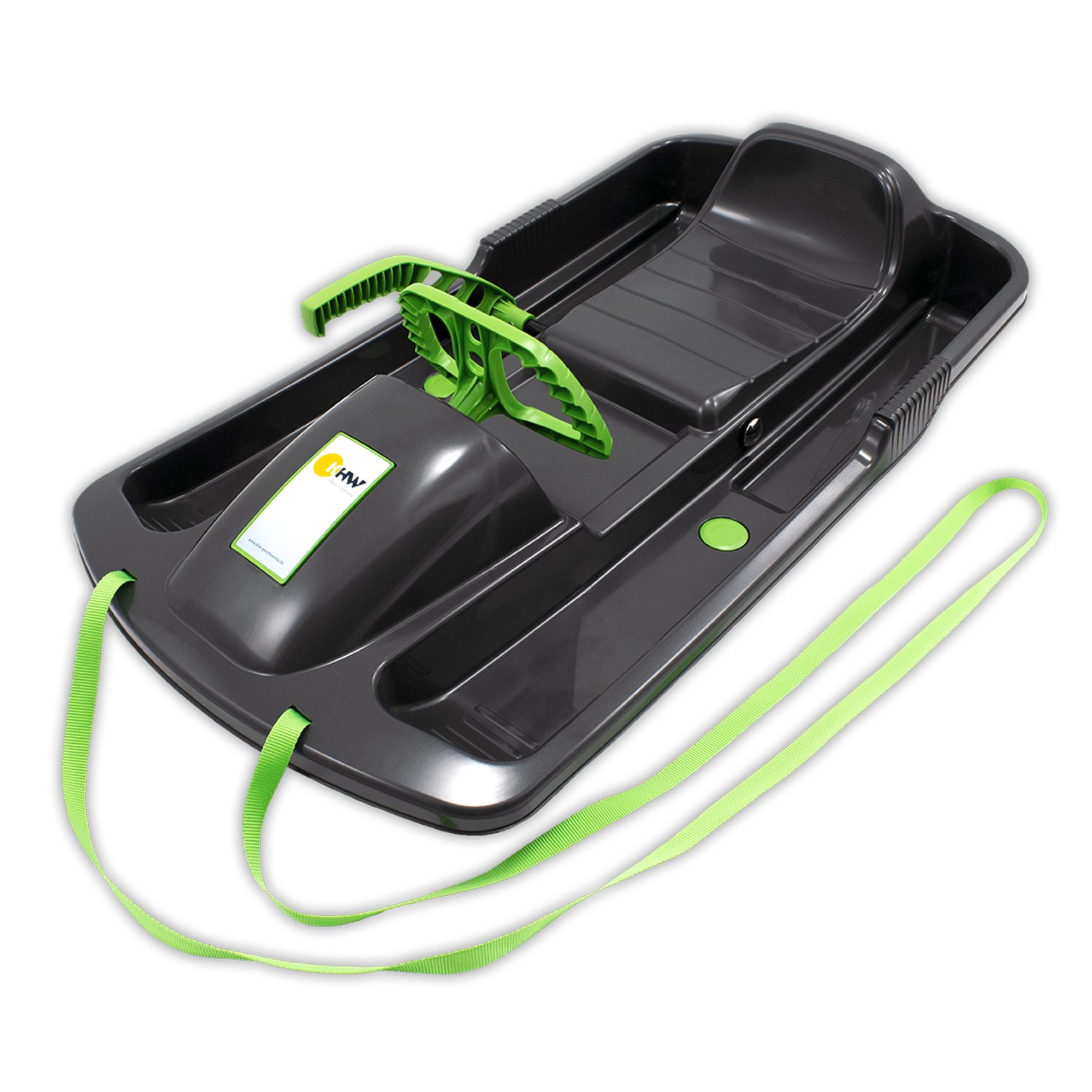 KHW Lenkschlitten Rennrodel Snow Fox, anthrazit, ergonomisches Lenkrad, Lenkbob, ideal für schnelle Abfahrten, für Kinder und Jugendliche
