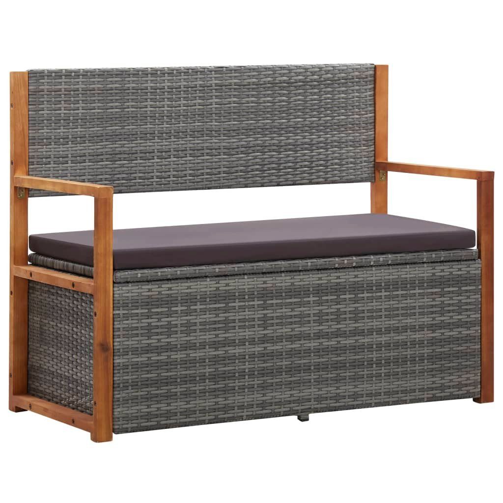 vidaXL Gartenbank »Bank mit Stauraum 110 cm Poly Rattan Massivholz