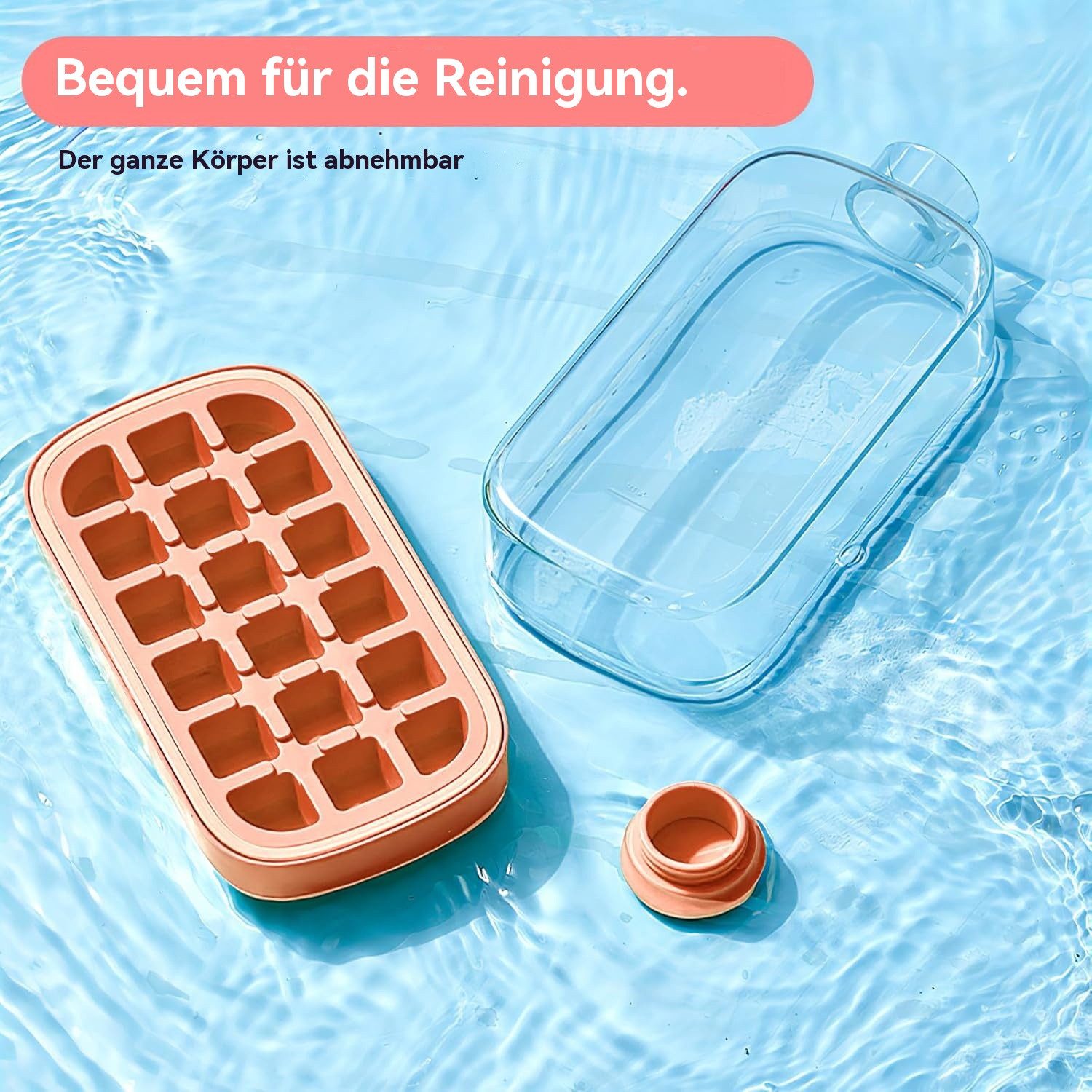 BlingBin Eiswürfelform 2-in-1 Eiswürfelformer & Trinkflasche, 800ml, mit Strohhalm und Band, (Einfaches Drücken, Auslaufsichere Eiswürfelform mit Deckel, 10*8*21,7CM 1-tlg), 2-in-1 Design: Trinkflasche und Eiswürfelformer in einem