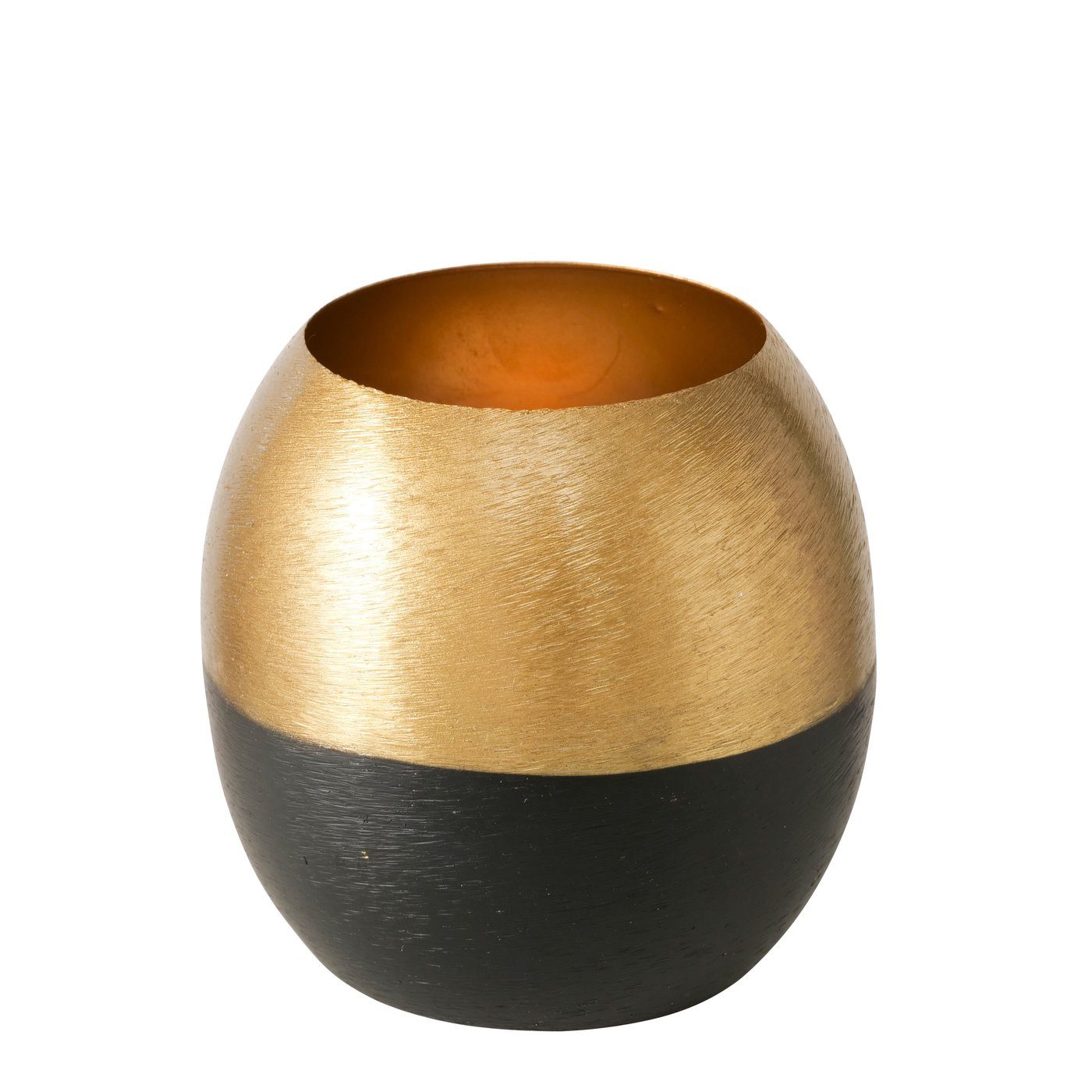 BOLTZE Teelichthalter Anelo – Elegantes Windlicht in Gold und Schwarz, Handgefertigt