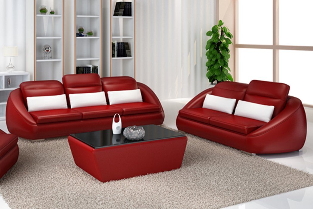 Möbel Sofa Luxus Couch Europe Made Sofa Sitzpolster, 3+2 Rote JVmoebel Polster Sofagarnitur in