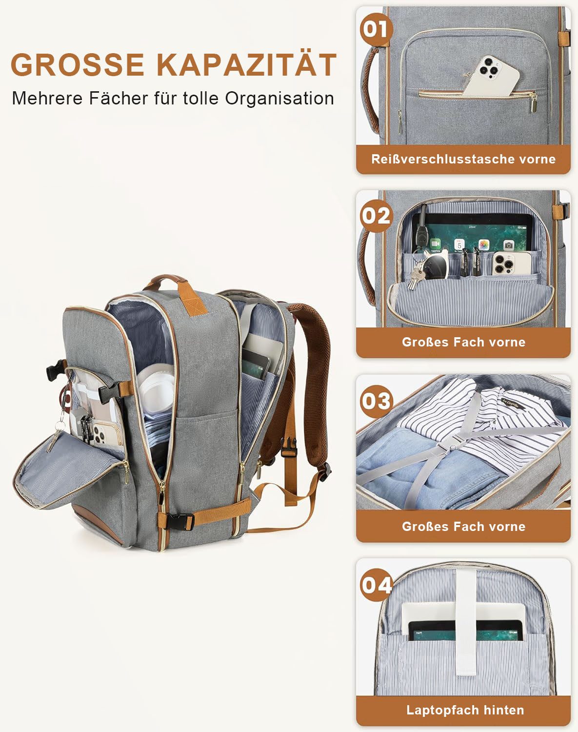 REDOM Reiserucksack 40L Handgepäck Laptoptasche mit günstig online kaufen