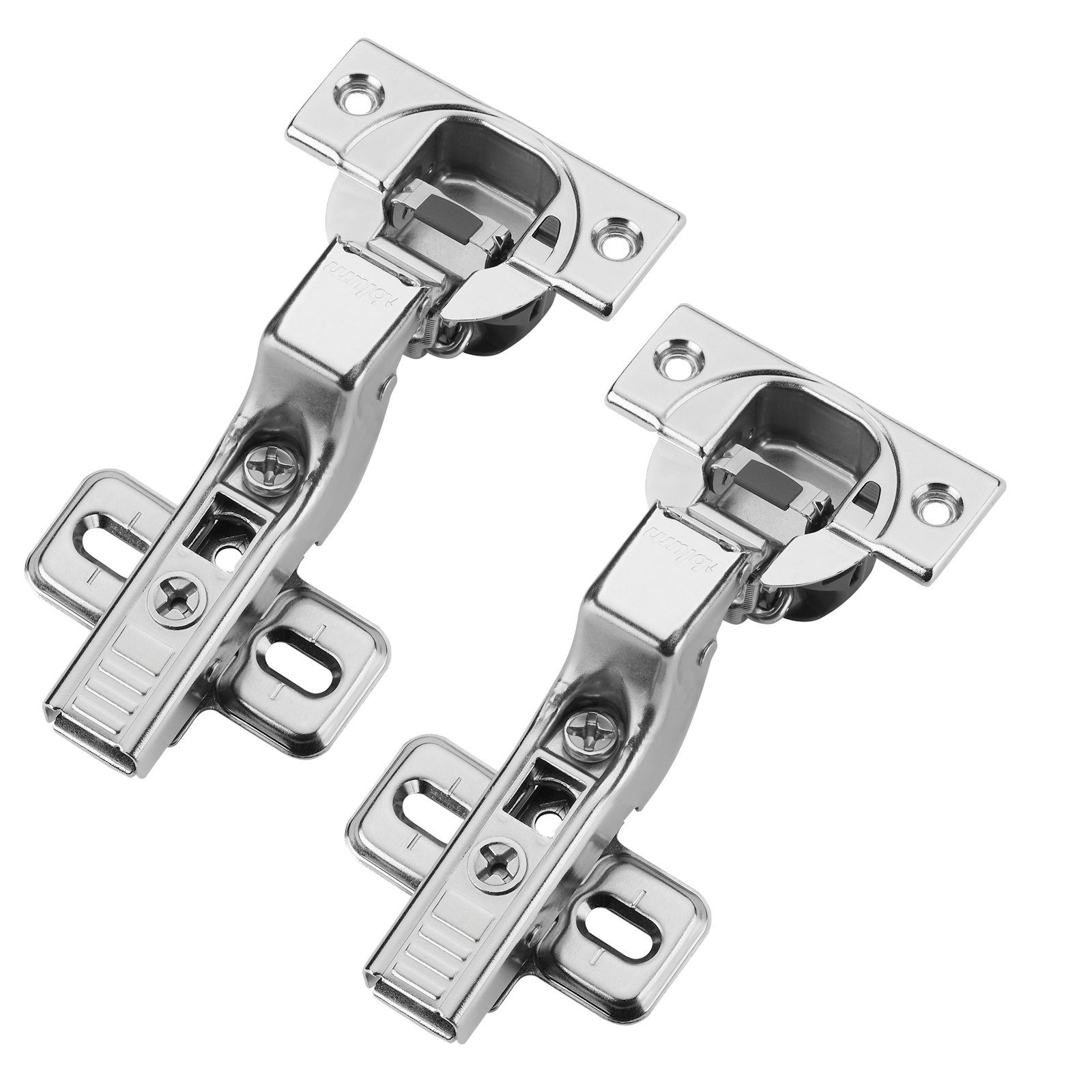 blum Möbelbeschlag Topfband Schrankscharnier 110° mit Schließautomatik (Spar-Set, 2 St), Innenanschlag 71B3750 inkl. Montageplatte 173L6100