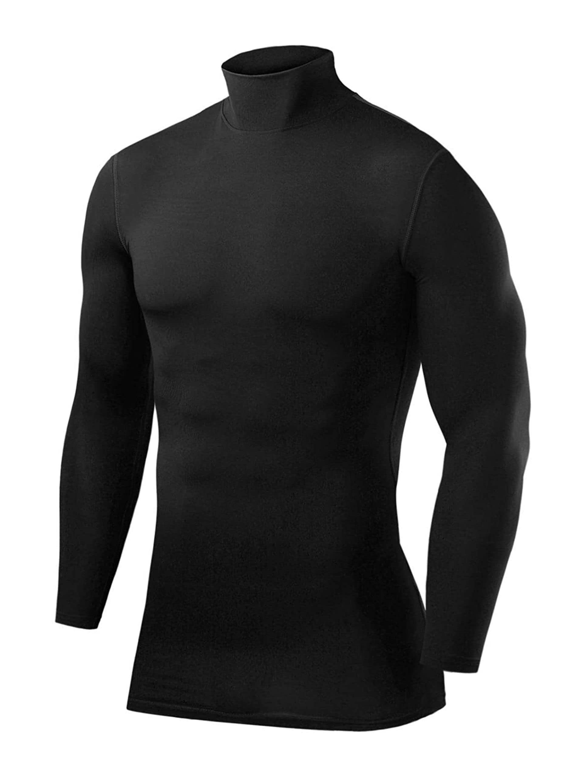 POWERLAYER Langarmshirt PowerLayer Mock Langarm Herren Neck Schwarz Kompressionsoberteil 