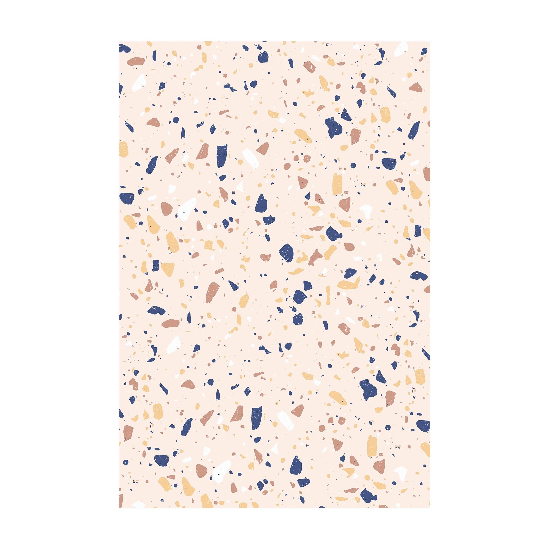 Bilderdepot24 Teppich Vinyl Wohnzimmer Schlafzimmer Flur Küche Muster Terrazzo, rechteckig - beige glatt, nass wischbar (Küche, Tierhaare) - Saugroboter & Bodenheizung geeignet