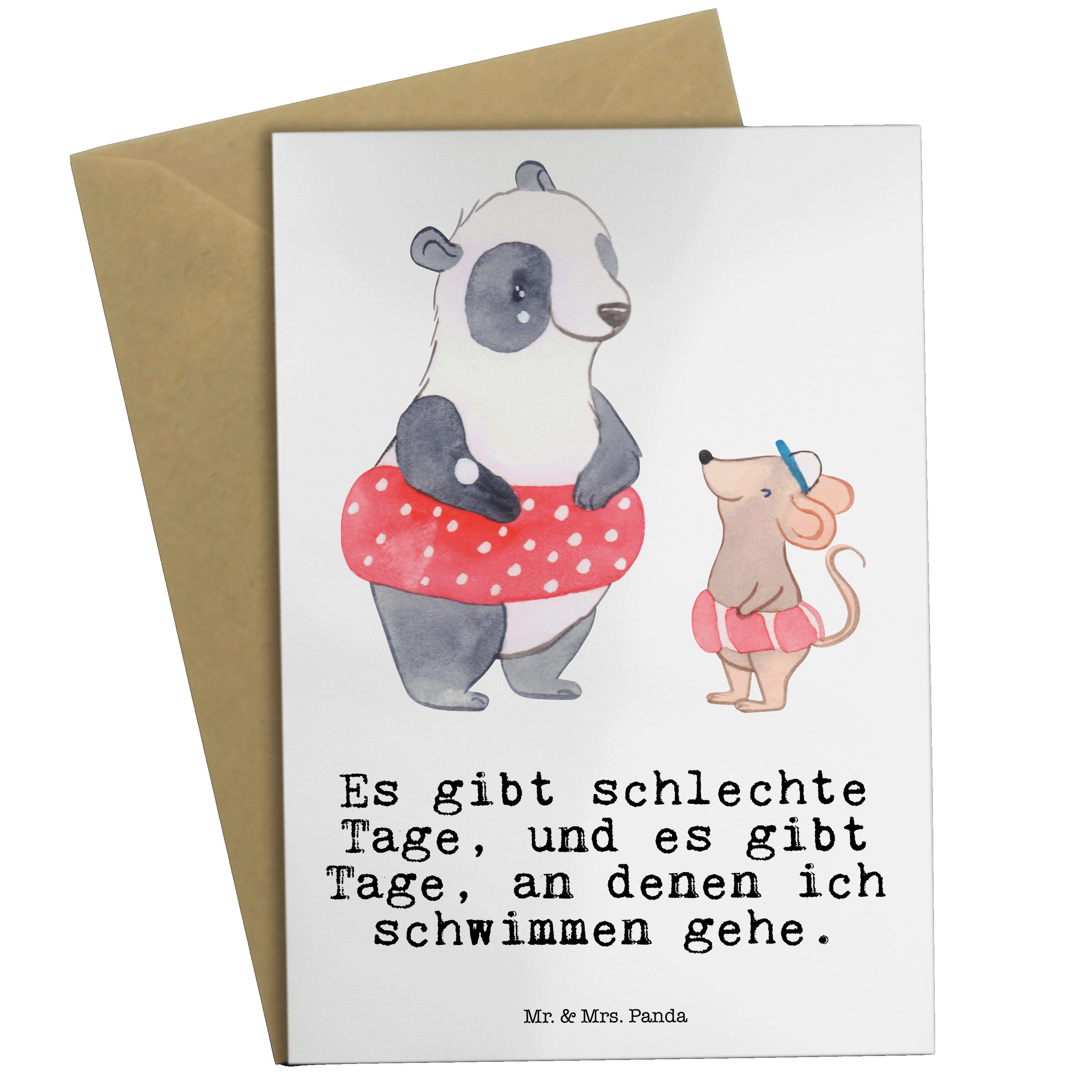 Mr. & Mrs. Panda Grußkarte Otter Schwimmen Tage - Weiß - Geschenk, Glückwunschkarte, Sport, Gebu