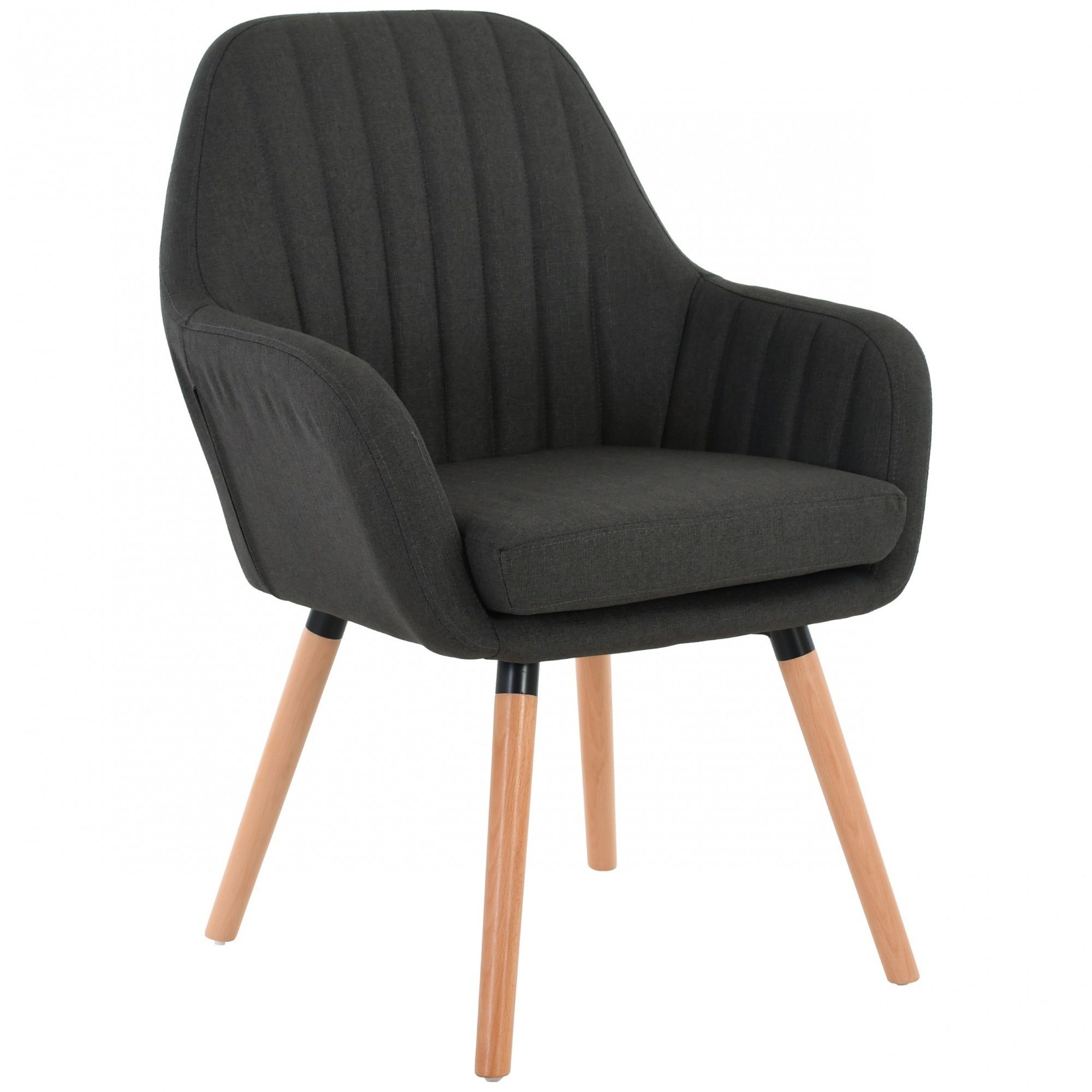 Raburg Esszimmerstuhl MALO in SCHIEFER - melierter Stoff, abnehmbares Kissen + Holzbeine natur Buche in rund, skandinavisches Design, dauerhaft belastbar bis 150 kg