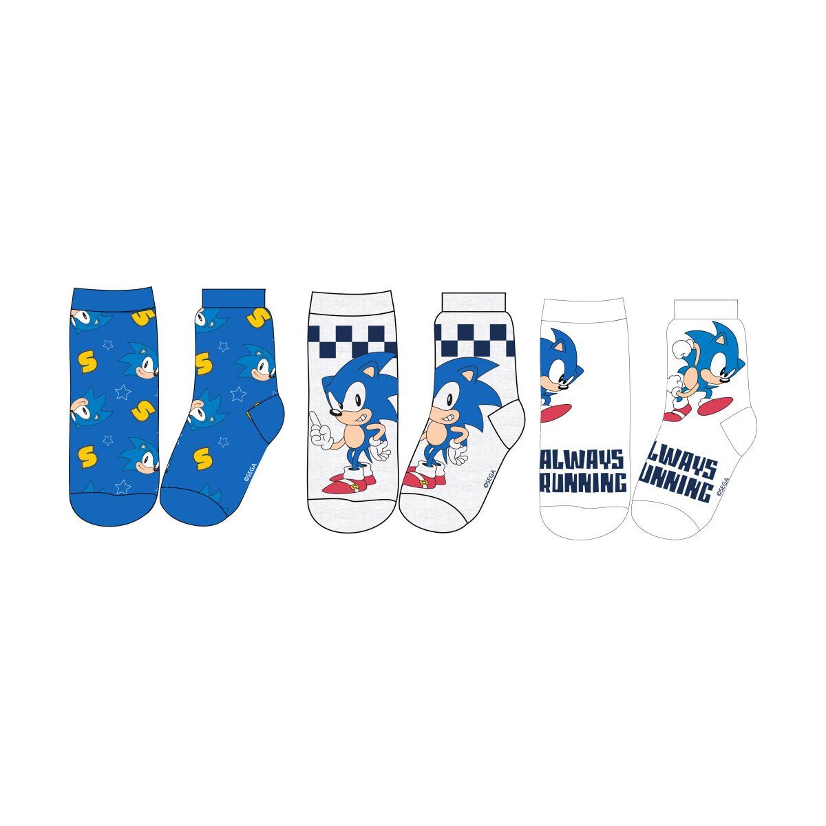 Sonic Socken Sonic the Hedgehog Running Kindersocken 23–34 – Atmungsaktiv & Komfort