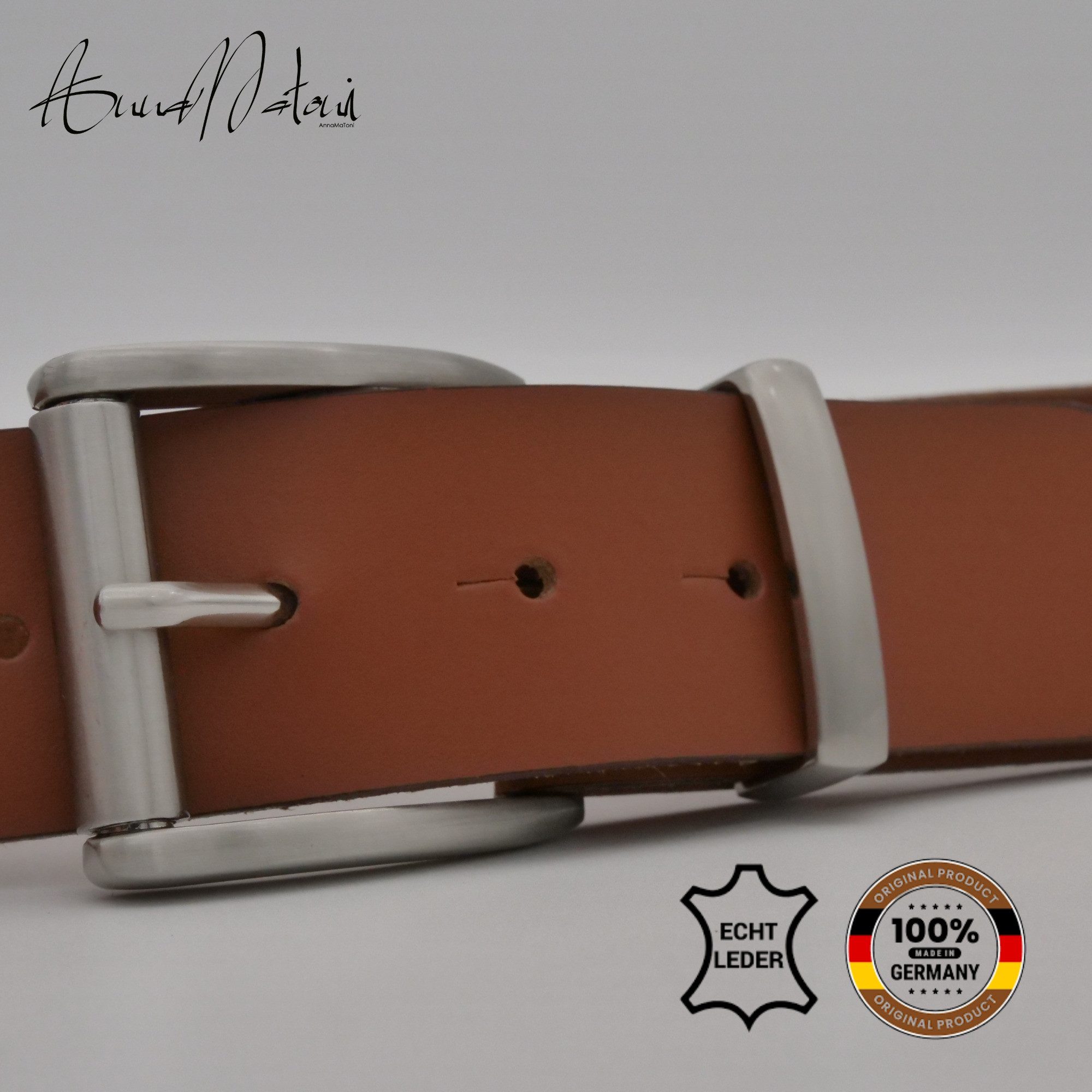 AnnaMatoni Ledergürtel AnnaMatoni Herren Ledergürtel Zeitloses Design Gürtel 4cm breit – Bild 2 von 4