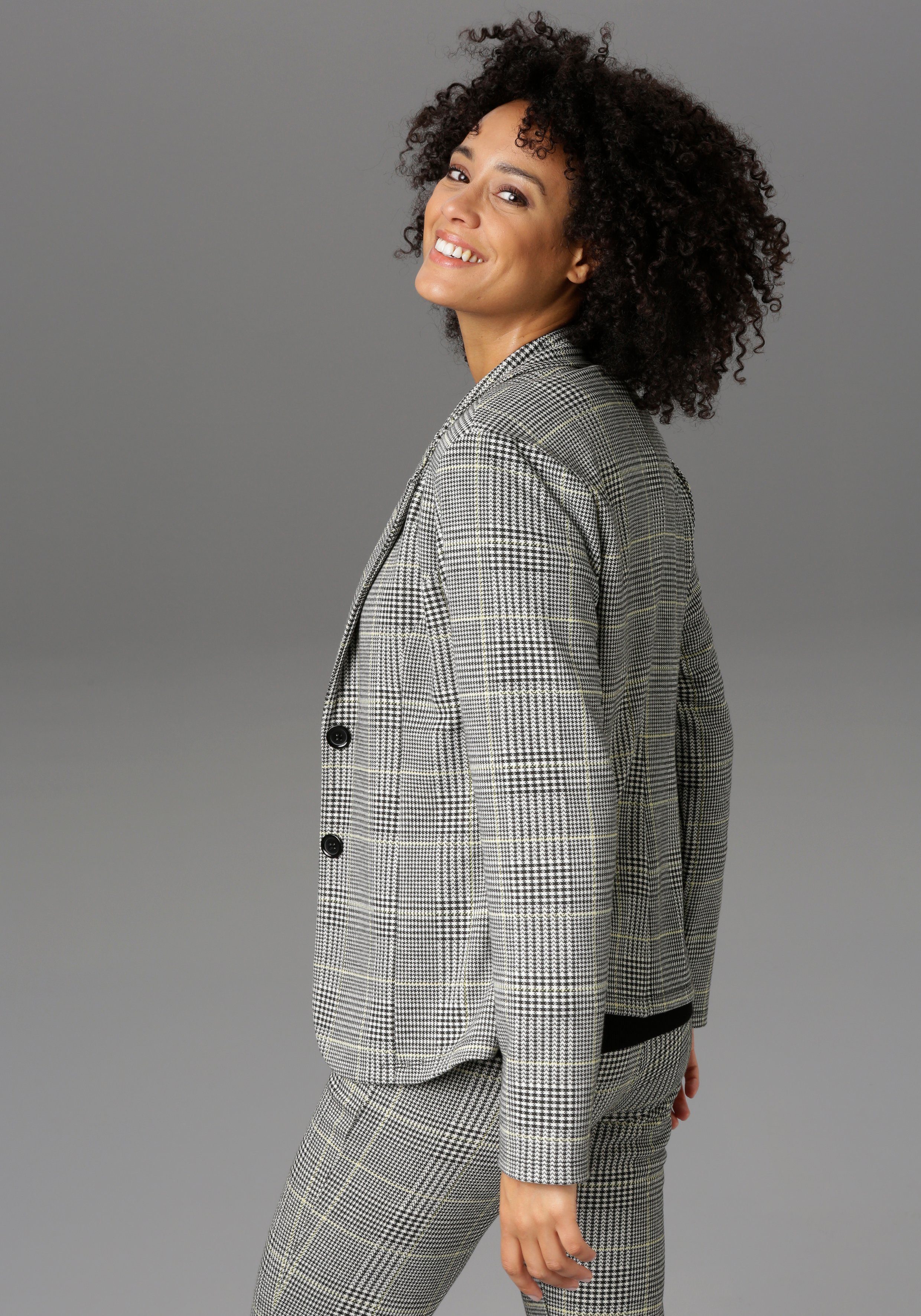 Aniston CASUAL Sweatblazer im Karo-Dessin