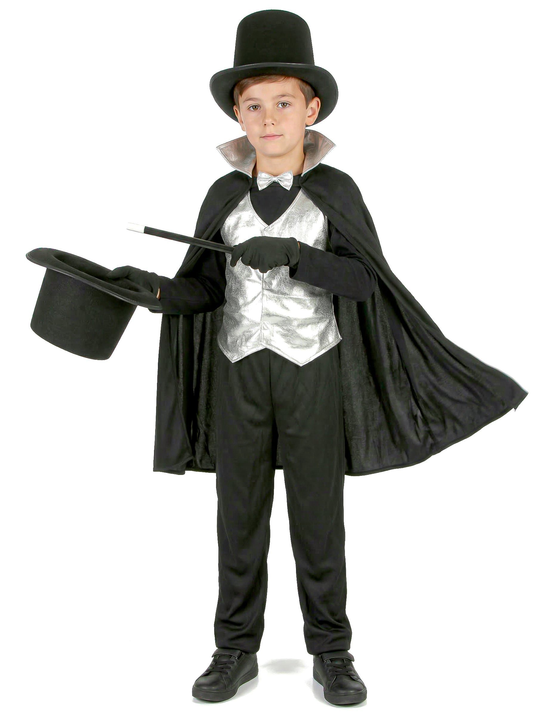 JADEO Kostüm Kleiner Zauberer Magier Kinderkostüm für Jungen schwarz-silber