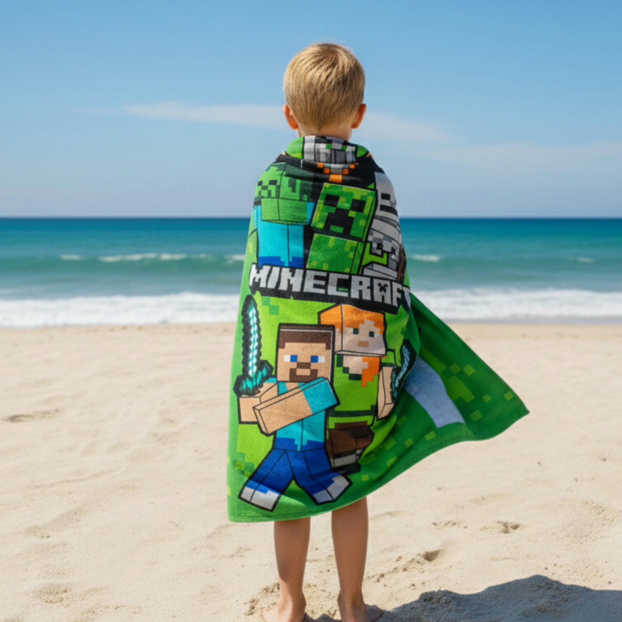 Minecraft Strandtuch MInecraft Gamer Steve Alex Creeper Mikrofaser Badetuch Strandtuch, 70x140 cm