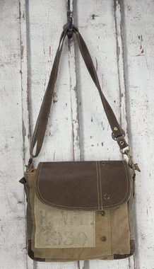 Sunsa Umhängetasche kleine Canvas Vintage Umhängetasche. Tasche für Sie/ Ihn mit Ledr Klappe. Mini Messenger Tasche 51679, Echt Leder abnehmbarer Schulterriemen