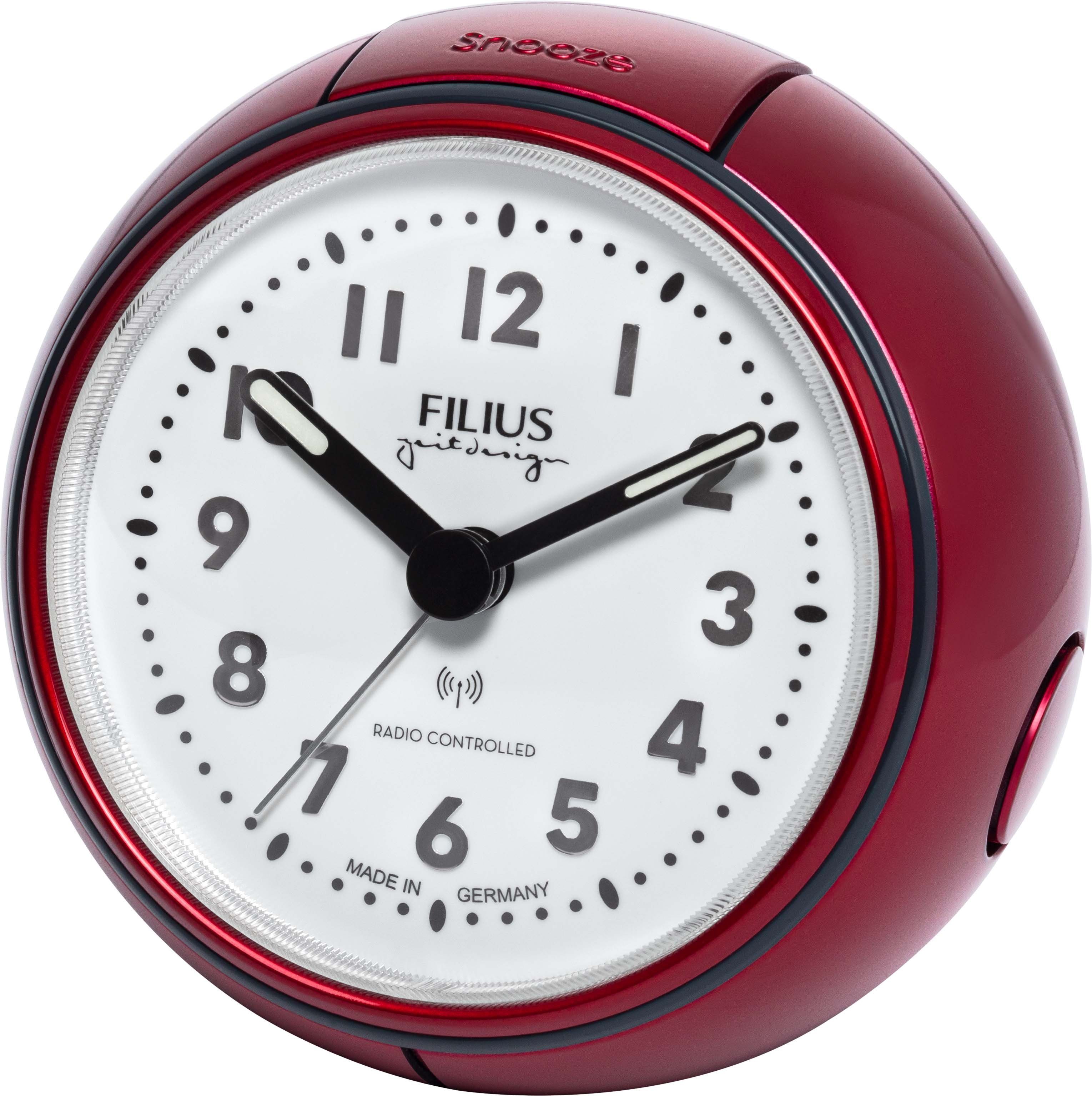 FILIUS zeitdesign Funkwecker 0544-1 Metallic-Rot | Funkwecker