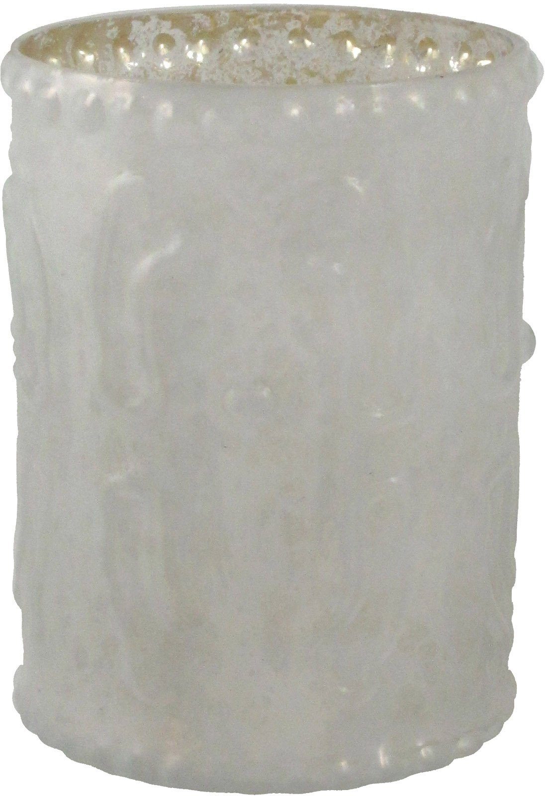 Creativ deco Windlicht St), 10 (4 cm unterschiedlich weiß 4er mit Set, H: strukturierten Oberflächen, ca