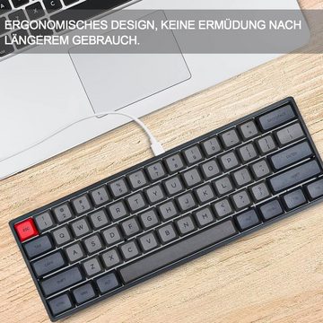 MIHIYIRY SK61 Gaming 60% Mechanische Tastatur (mit RGB Hintergrundbeleuchtung mit Typ-C-Kabel OptischerSchalterfürWin)