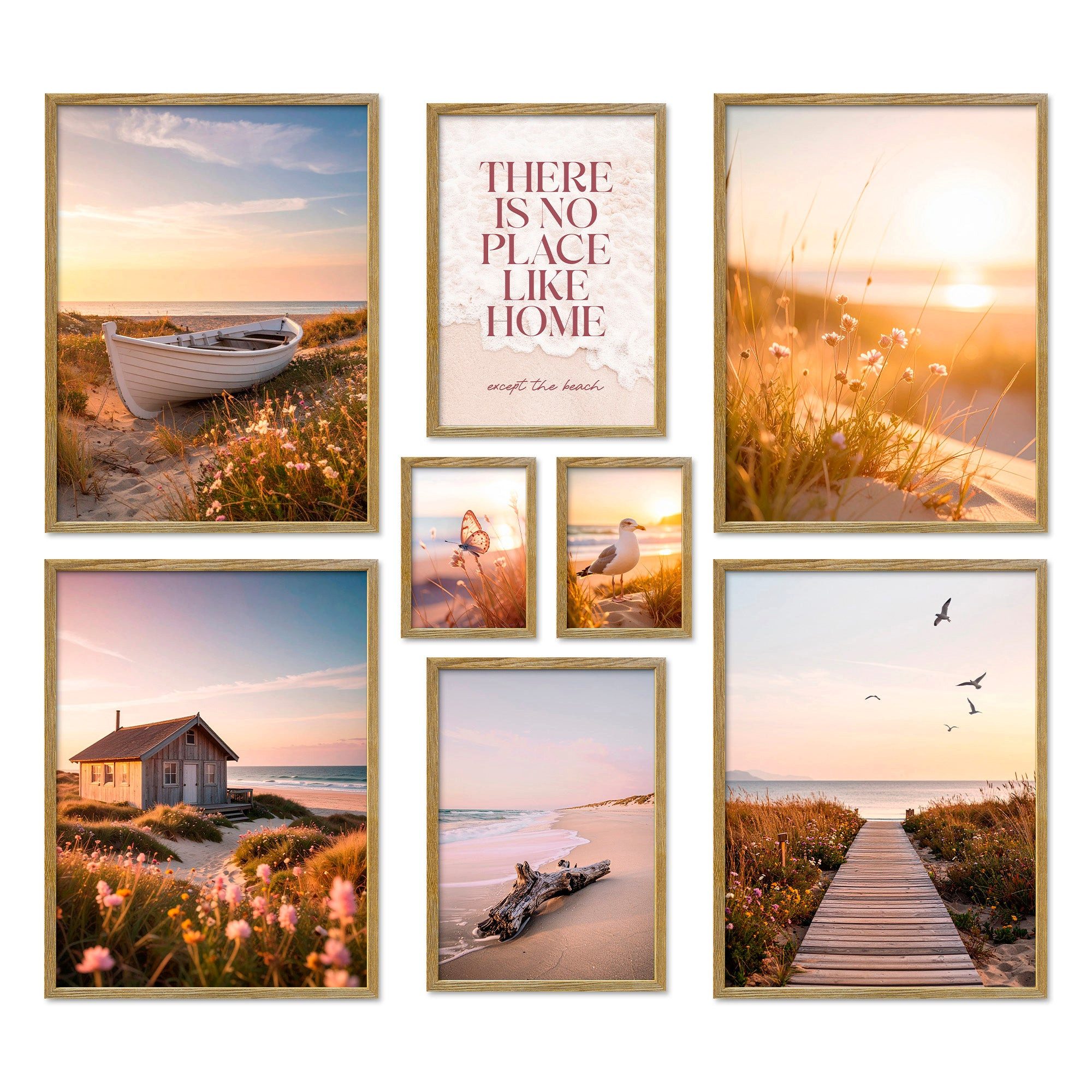 ARTFAVES Bilder-Collage Poster Set Vintage Sea Summer I mehrteilige Bilderwand I Wandbilder So, (Wandbilder modern, 8 St)
