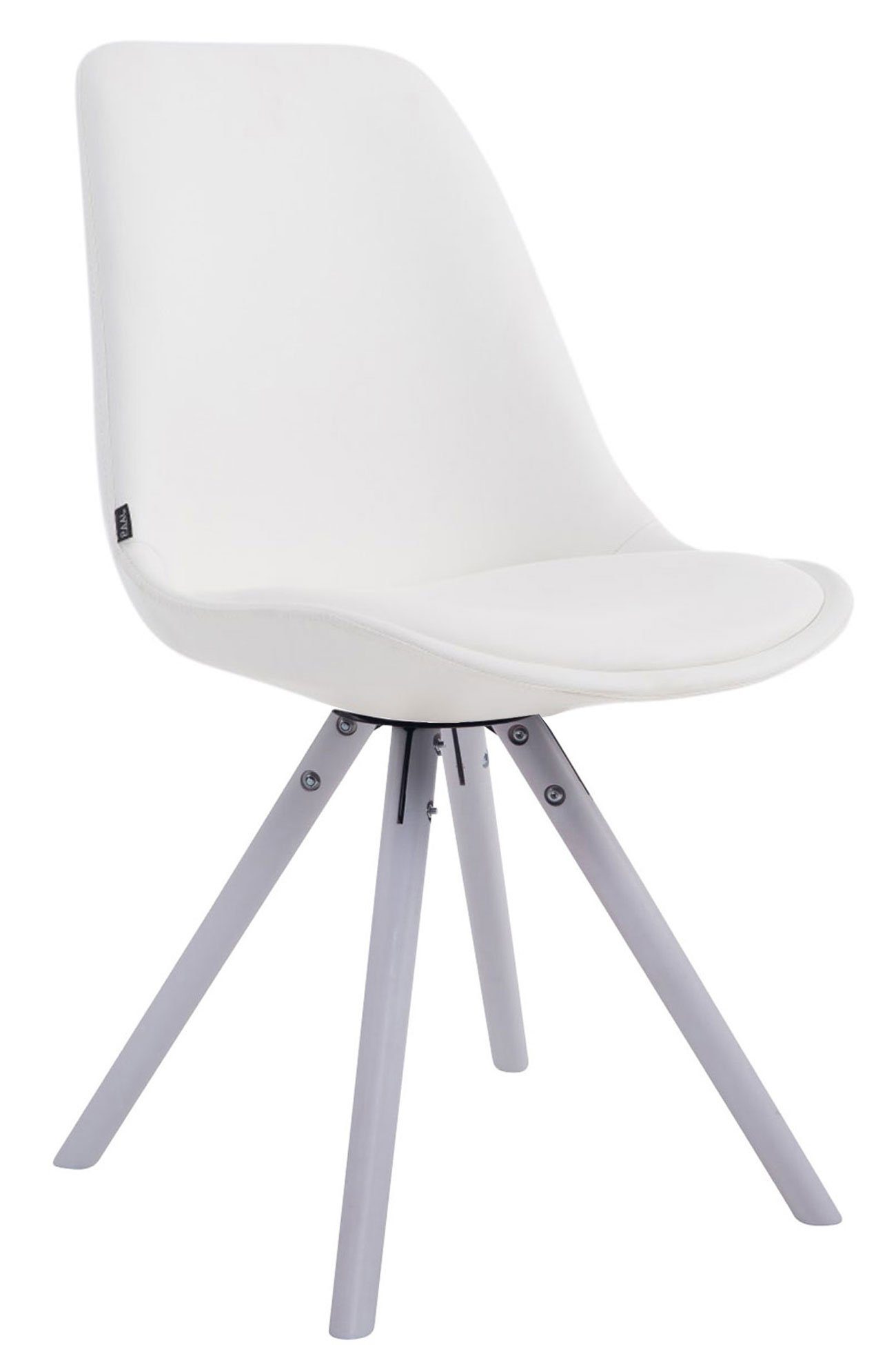 Lauva Gestell: weiß Sitzfläche: rund Besucherstuhl - Kunstleder weiß Konferenzstuhl - hochwertig (Küchenstuhl TPFLiving Wohnzimmerstuhl), Esszimmerstuhl gepolsterter - mit Sitzfläche - Buchenholz