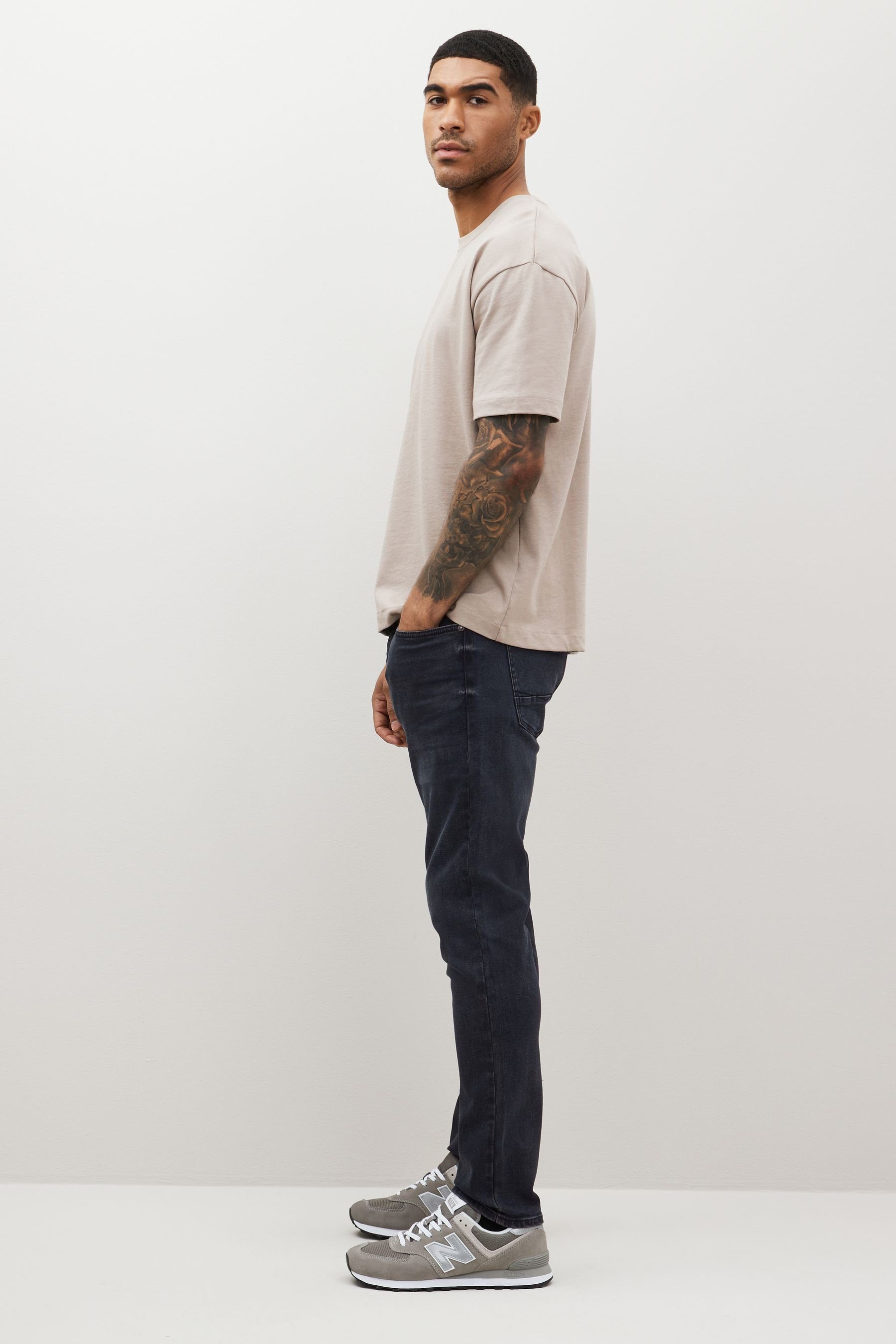 Jeans Slim Slim-fit-Jeans Grey Motionflex Next - (1-tlg)