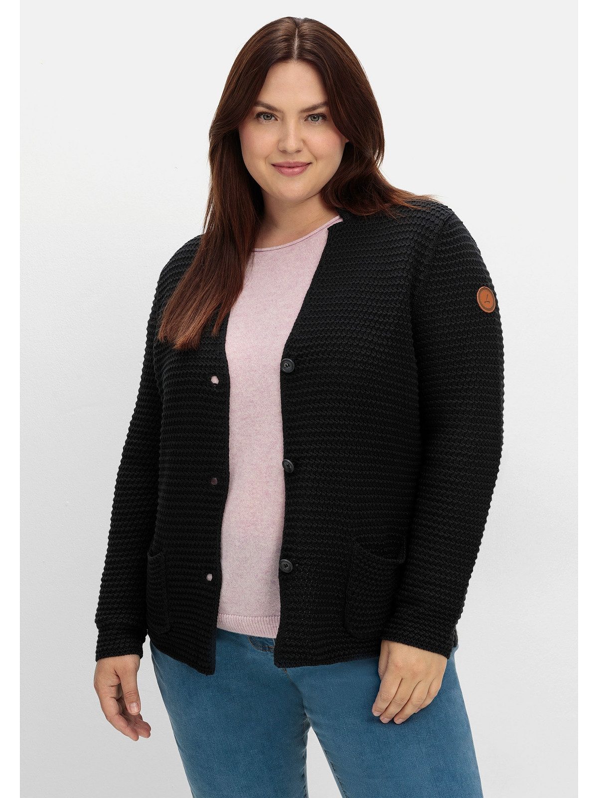 Sheego Strickjacke Große Größen mit Stehkragen günstig online kaufen