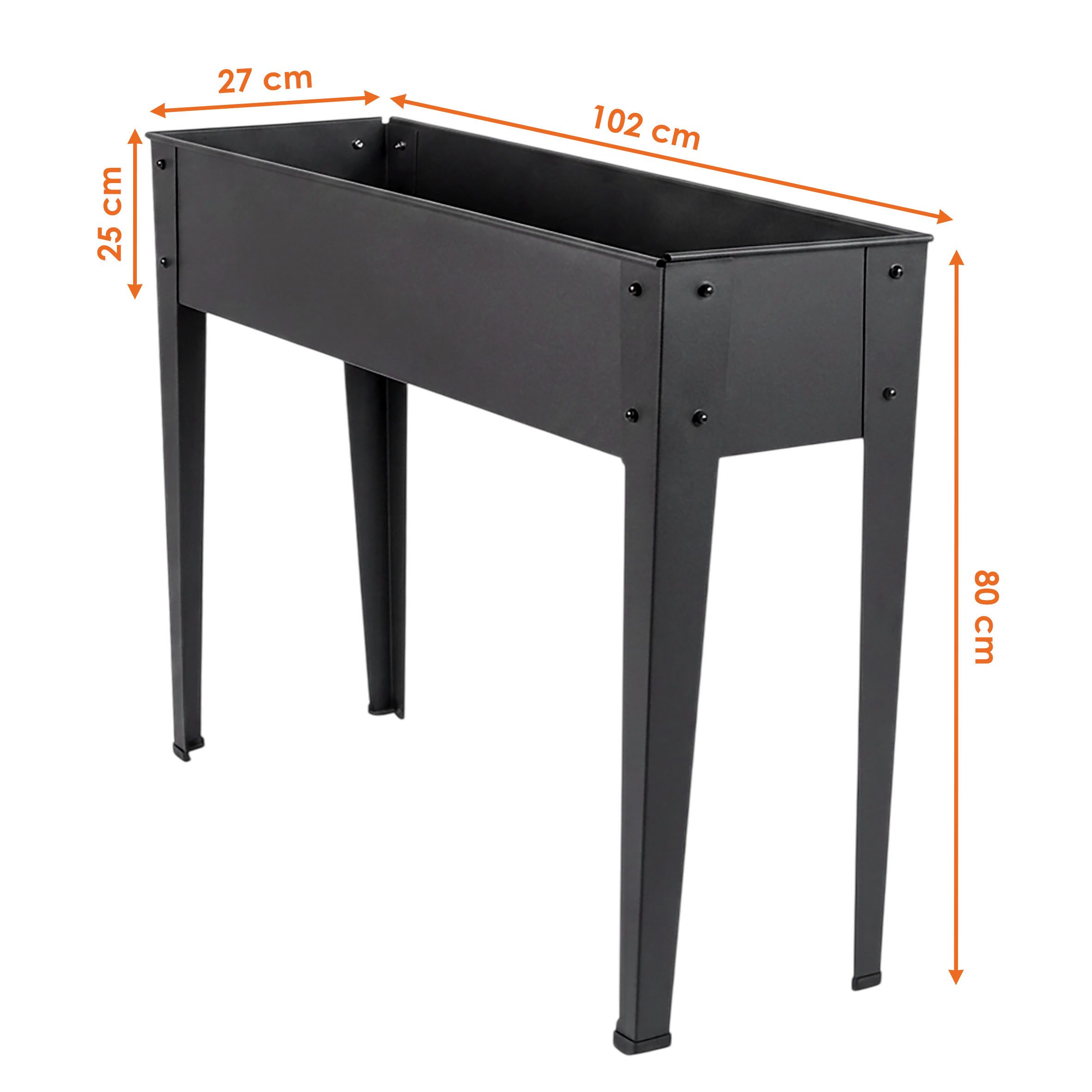 Spetebo Hochbeet Garten Hochbeet aus Metall anthrazit mit Fußkappen – 102 x 80 cm (Anzahl, 1 St., Stück), Wetterfest, robust und langlebig